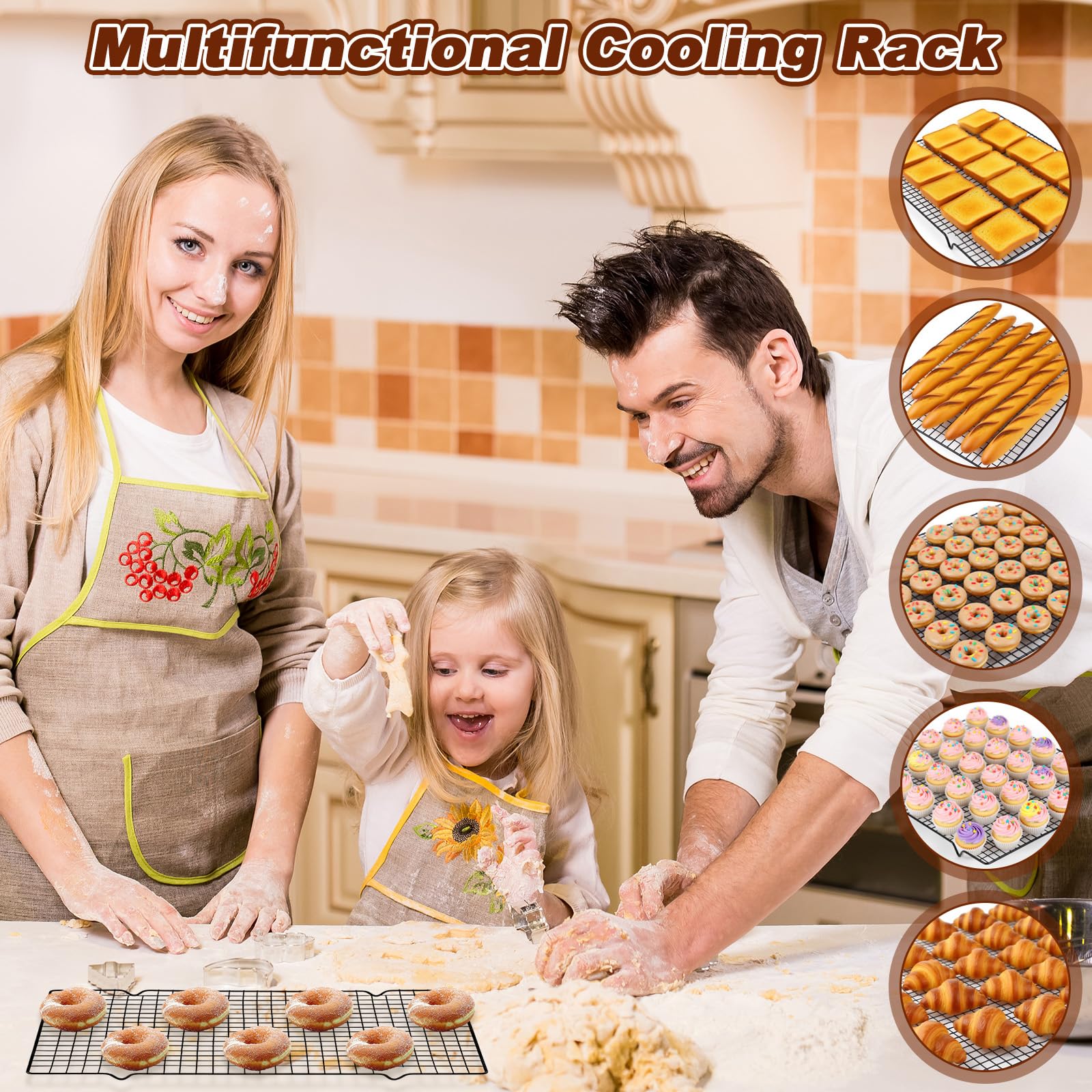 Grille de Refroidissement Pâtisserie 40x25cm Acier Inox Antiadhésive Rectangulaire pour Cuisson Séchage