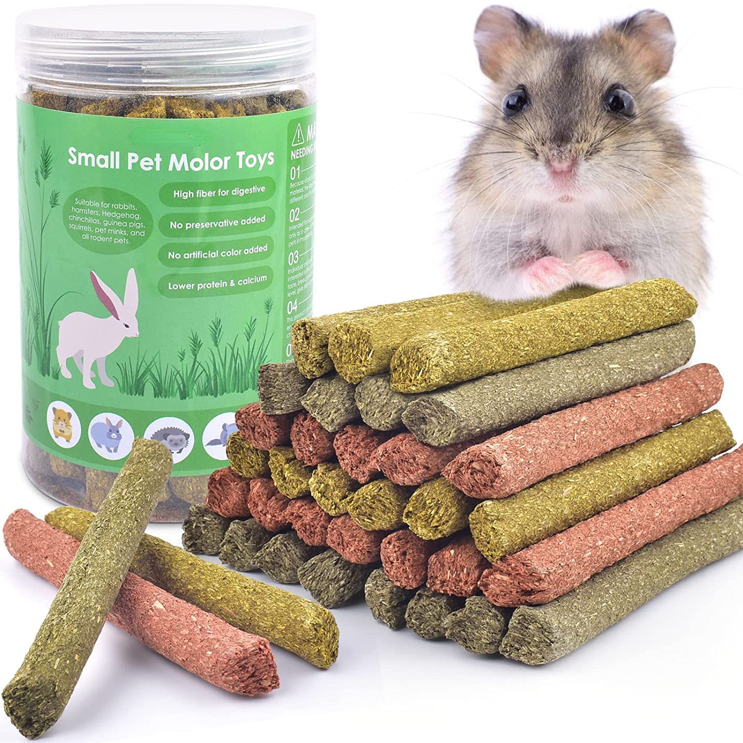 FDTY25PCS Rabbit Chew Sticks, Mixed Natural Timothy Hay Oat Carrot Bunny Chew Toys and Treats for Rabbits Bunnies Chinchillas Guinea Pigs Hamsters and Other Small Animals Molar Snacks