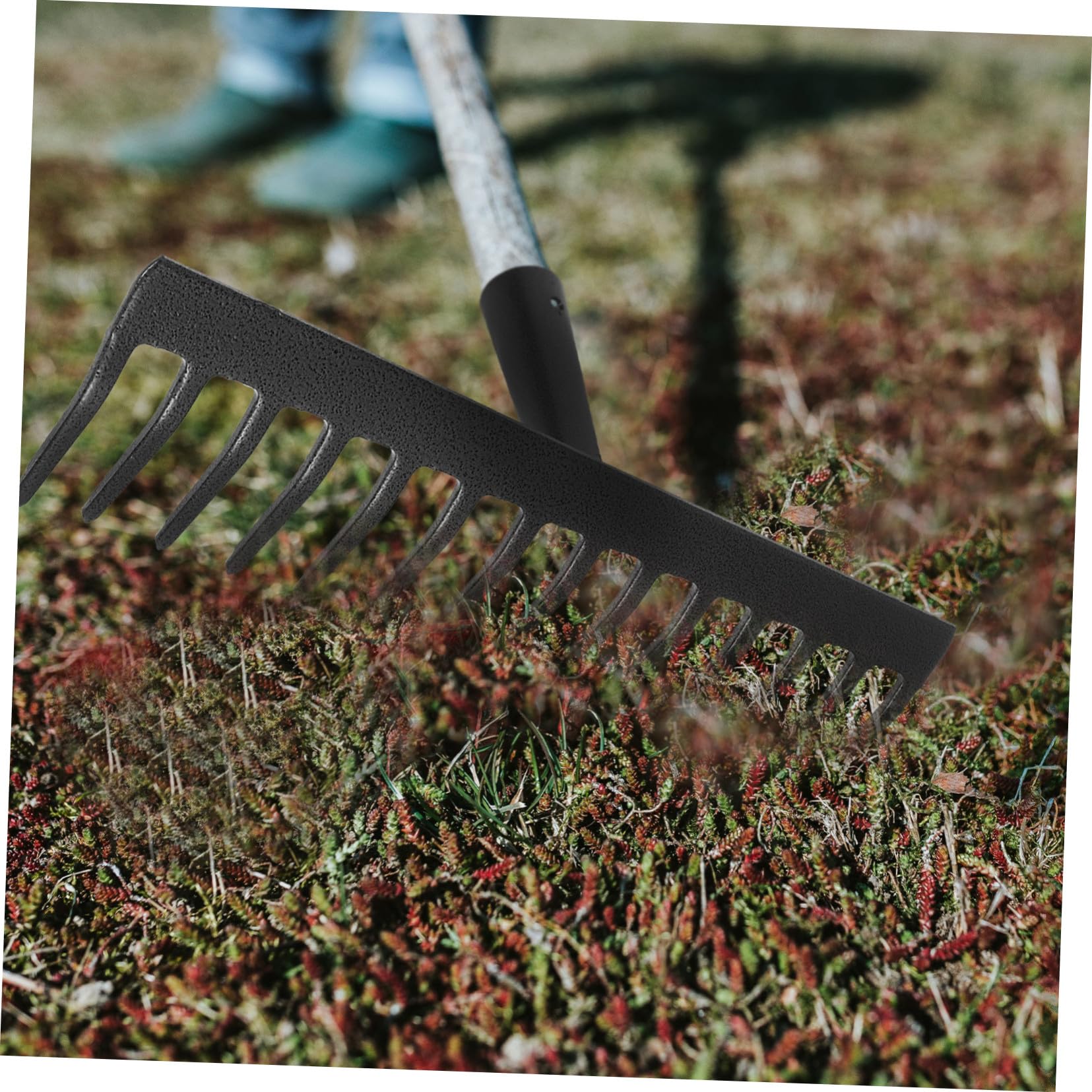 14-Zahn Gartenrechenkopf aus Kohlenstoffstahl Schwarz | Ersatzteil ohne Stiel, Robuste Struktur, zum Reinigen von Laub, für Gartenarbeiten Zufälliger Stil