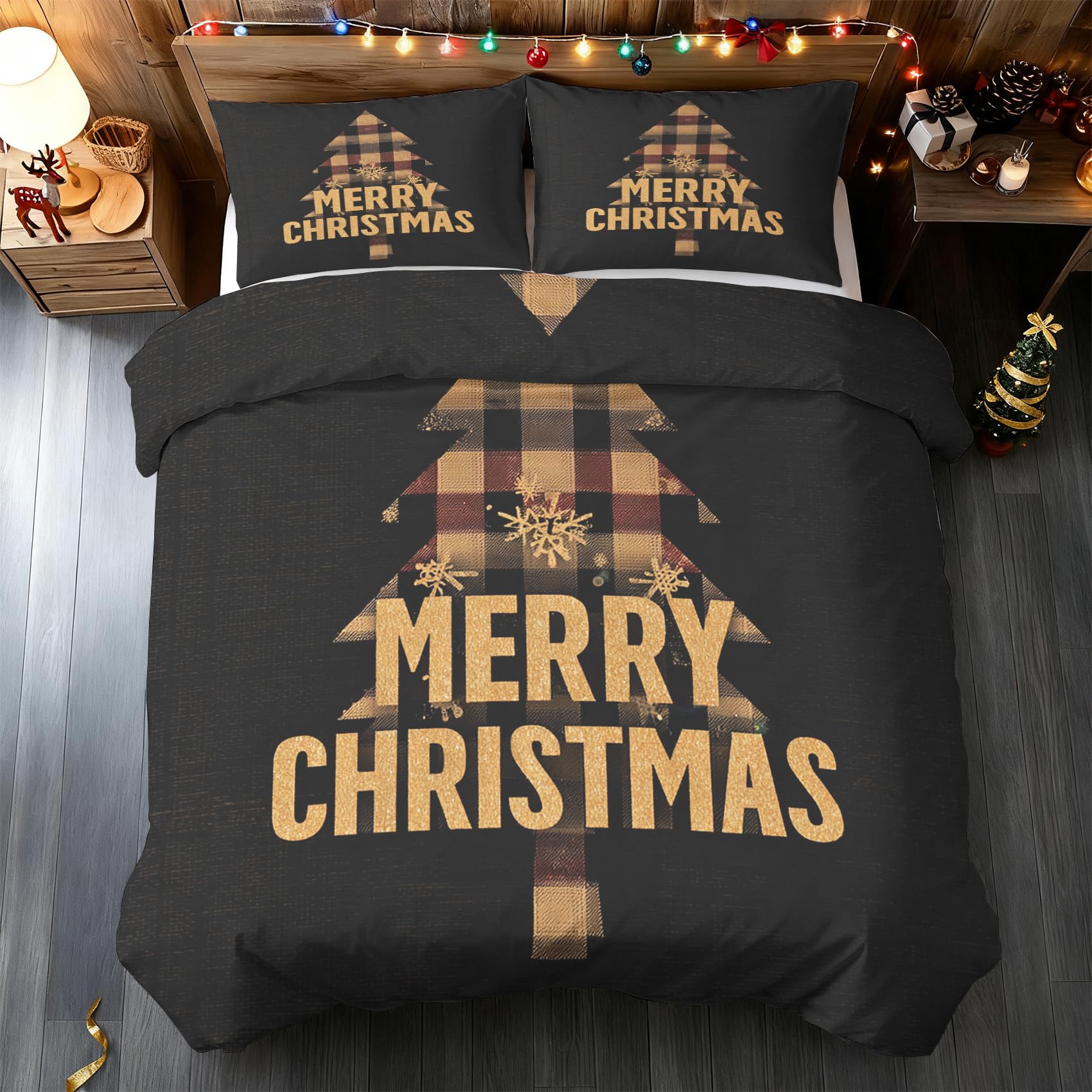 Housse de Couette 220x240 Joyeux Noël Idée Cadeau Idéale pour les Fêtes de Famille