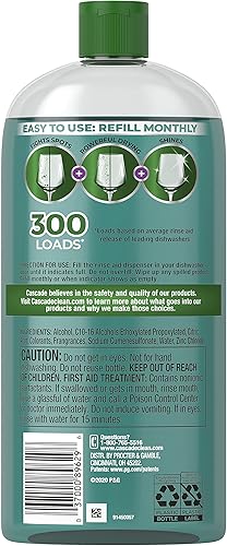 Miniatura 3 de Cascade Rinse Aid Platinum, agente de enjuague para lavavajillas, aroma regular, 30.5 onzas líquidas (paquete de 1) y limpiador de lavadora Affresh,
