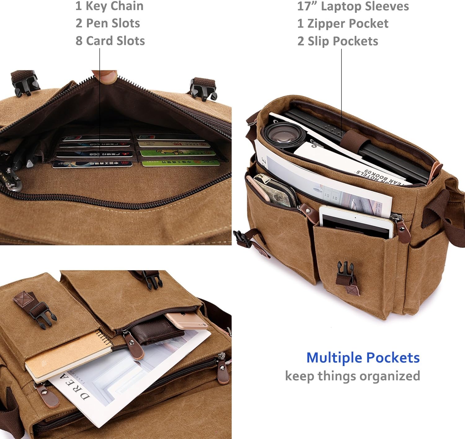 Featured Product Canvas Messenger Bag,17 Inch Mens Satchel Water Resistant Laptop Briefcase Canvas Vintage Shoulder Crossbody Bag for Men by RAVUO Best Cyber Monday 🔥 Canvas Messenger Bag,17 Inch Mens Satchel Water Resistant Laptop Briefcase Canvas Vintage Shoulder Crossbody Bag for Men by RAVUO