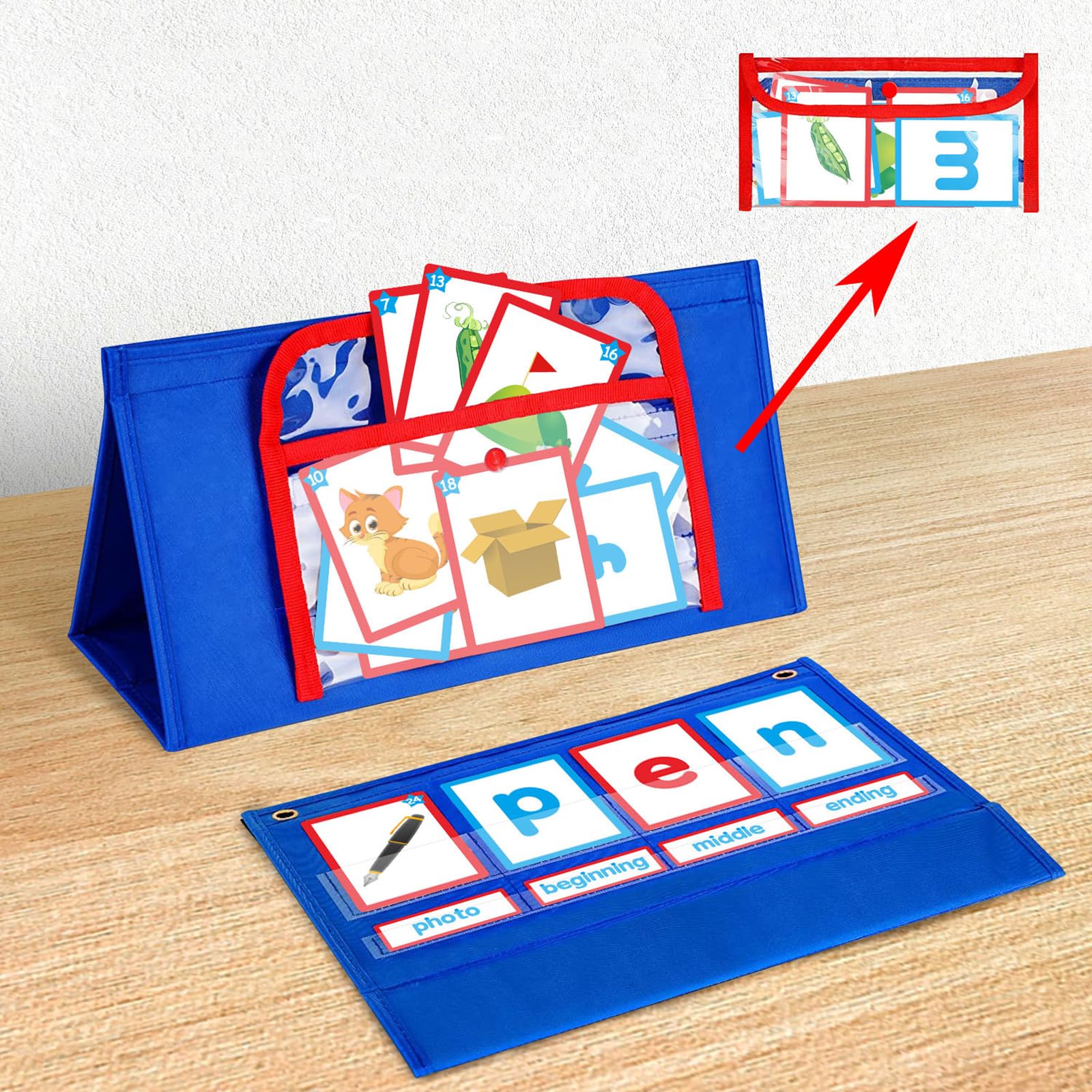 CVC Word Builder Desktop Taschendiagramm, Zeltkarten Set, Phonics Spiele, Rechtschreib Lernspielzeug für von 5, 6, 7, 8 Jahren Cvc Word Rechtschreibspiele, Vorschul und Kindergarten