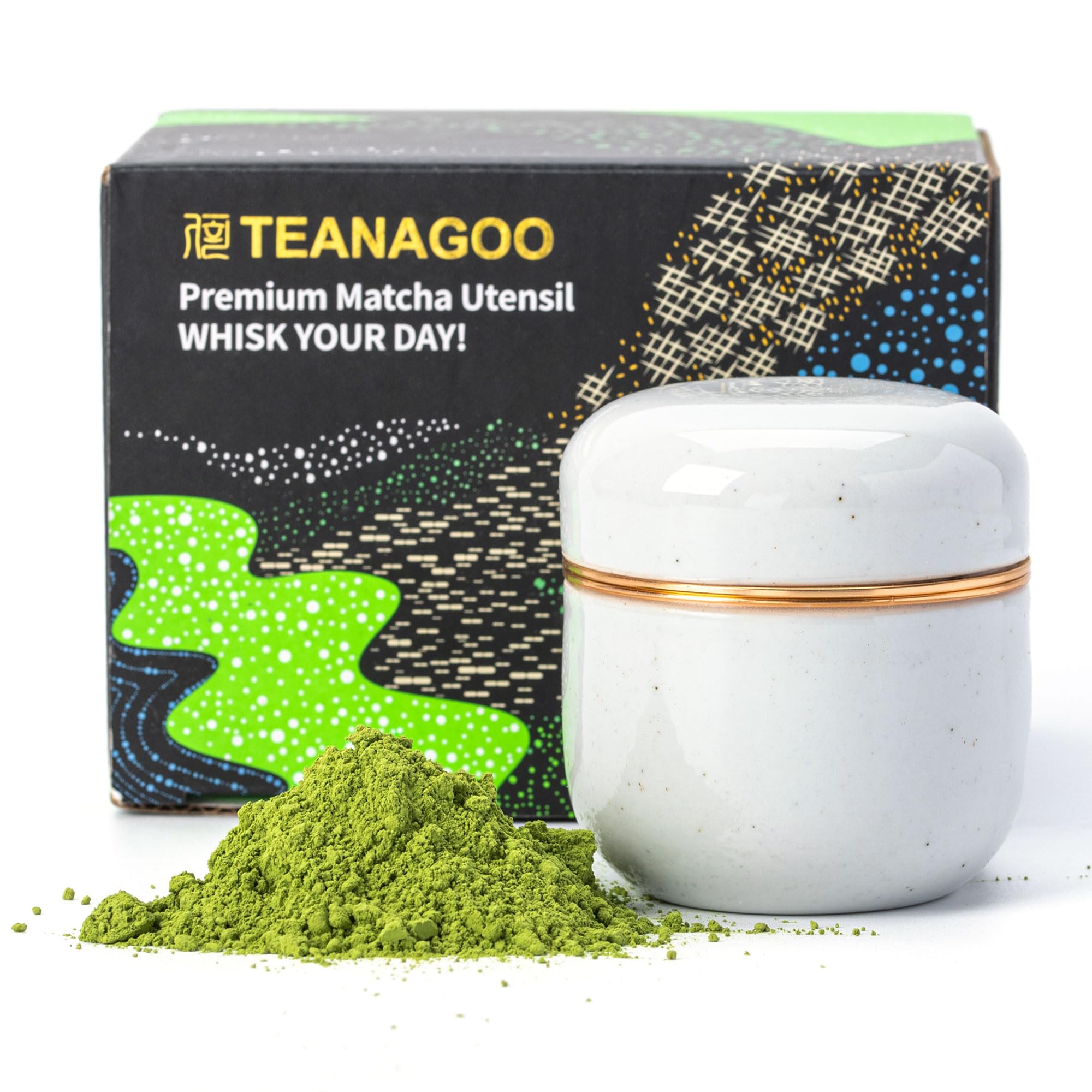 TEANAGOO Keramik Teedose Japanischer Matcha Grüner Tee Pulver Dose Matcha Pulver Kit Matcha Pulver, Color Box Verpackung...