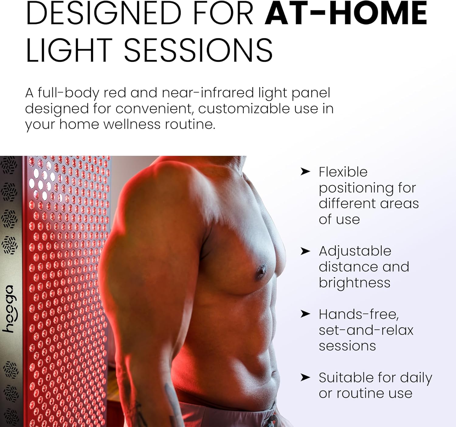 Hooga Red Light Therapy, Red Near Infrared LED Panel, 150 Quad Chip Flicker Free LEDs, Ultra Series, High Powered LED, Hanging Kit Included. ULTRA750. - Image 4