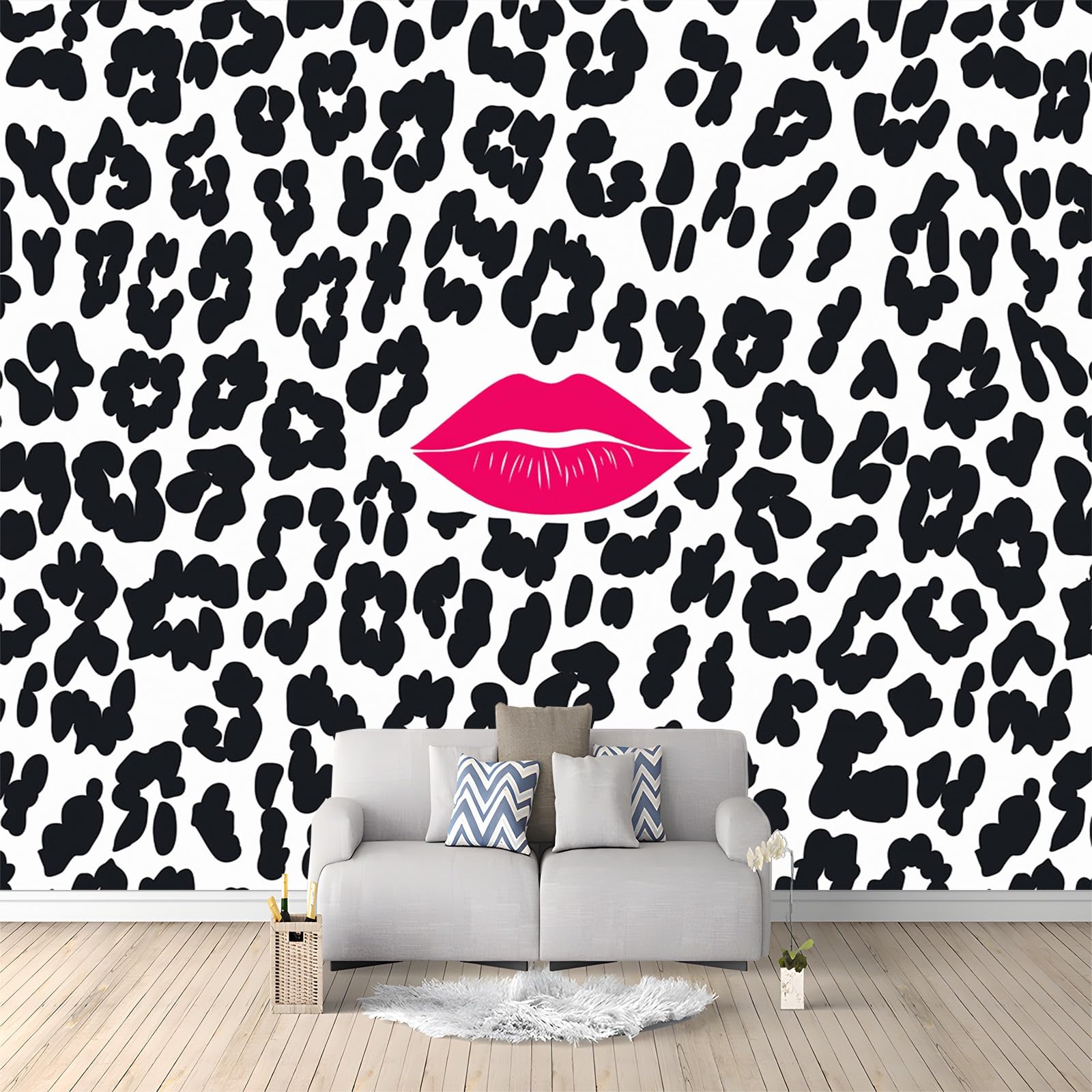 Tapeta 250 x 175 cm, tapeta z włókniny, różowa plama po pocałunku, wodoodporna, folia ochronna na ścianę, do sypialni, salonu, folia meblowa, tapeta ścienna, fototapeta biała, w zestawie z poradnikiem