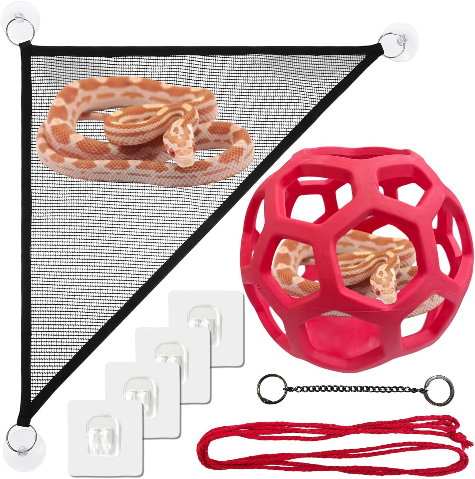 Snake Hammock For Ball Python, Jungle Gym Ball With Chain And Pet Snake Accessories Corn Snake Enrichment, Reptiles Climbing Toy Snake Hammock, Snake Enclosure And Climbing Accessories For Tank
