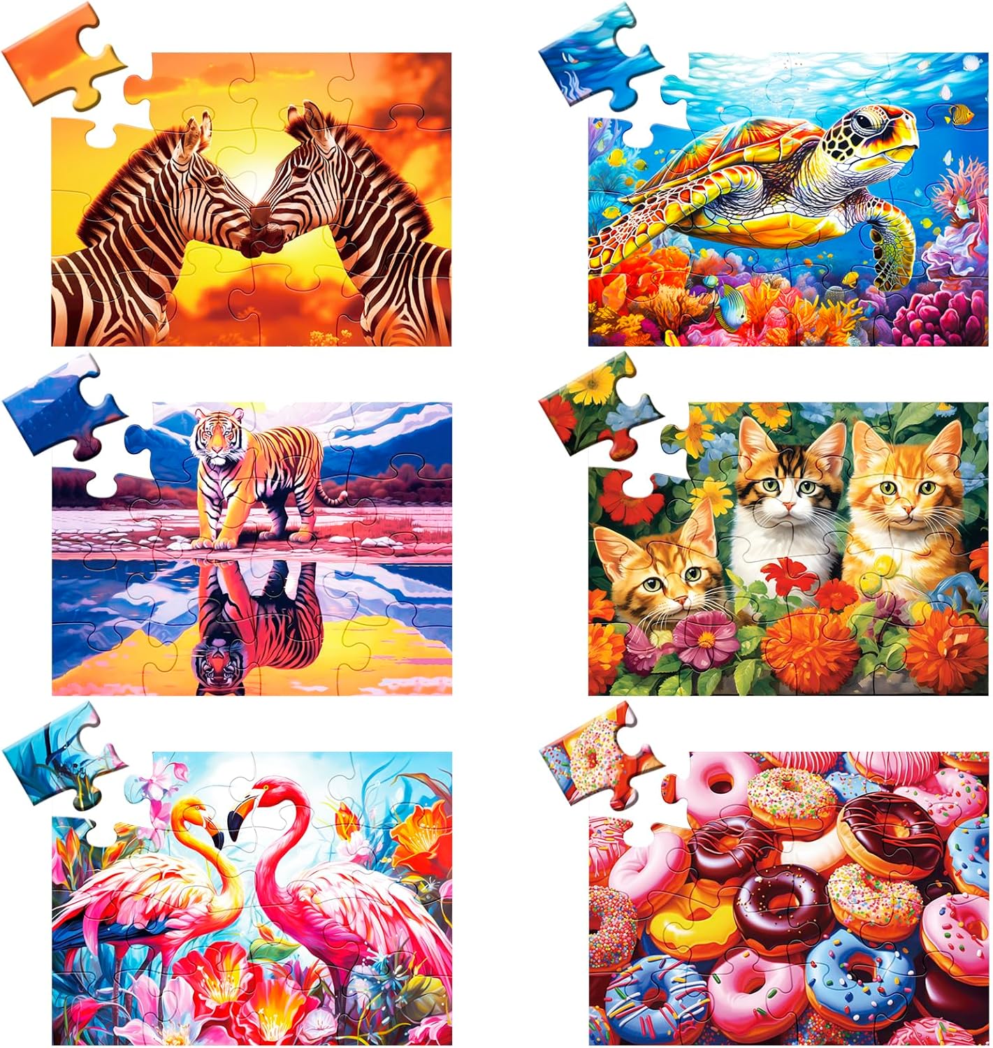 6 Packs 16 Piece Large Piece Jigsaw Puzzle Dementia