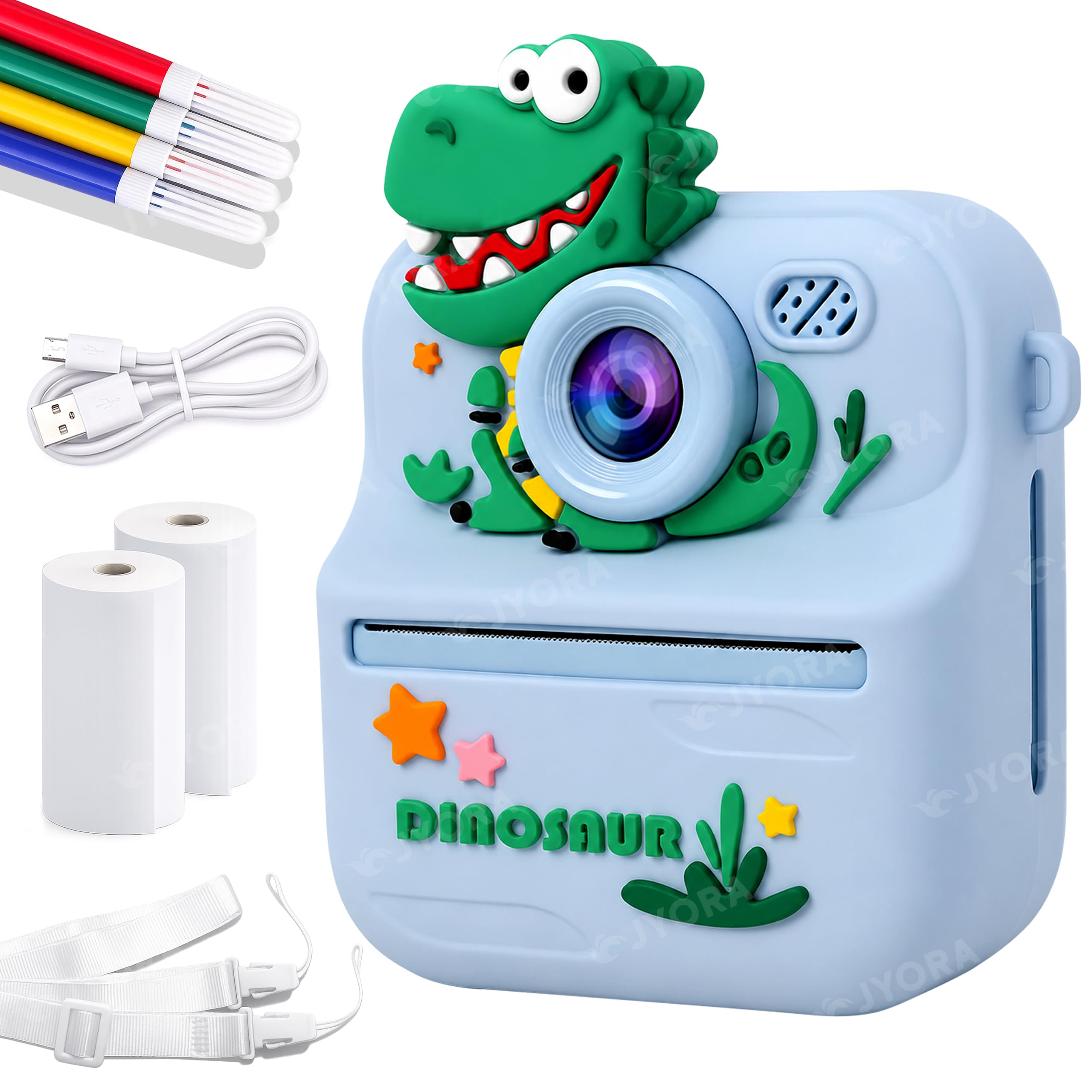 Kids Instant Print Camera 2.4 Inch Screen, 48MP, 1080P Video, DIY Instant Digital Camera with 2 Print Rolls, Fun Creativity with Games, Filters & Frames, Gift for Boys Girls (Dinosaur)-image-17