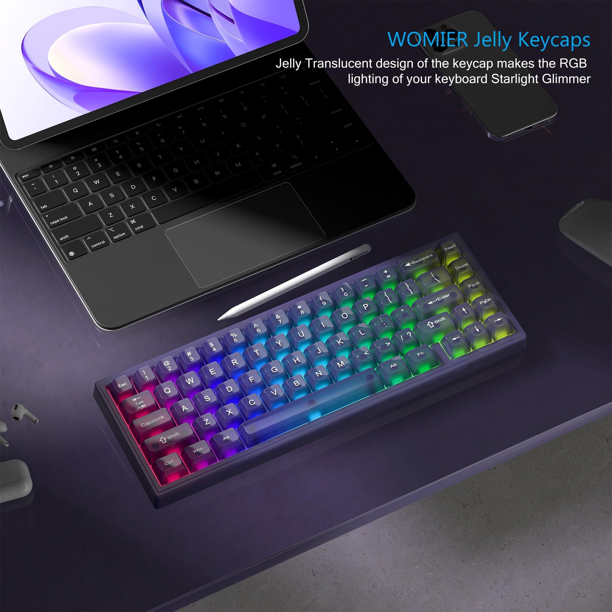 Amazon.com: Womier Keyboard Keycaps Jelly Purple, Cute Keycaps