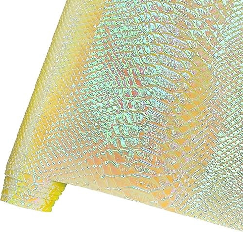 Miniatura 8 de HYANG - Hojas holográficas de piel sintética azul con estampado de serpiente, muy adecuadas para hacer manualidades, bolsos, aretes de cuero, lazos
