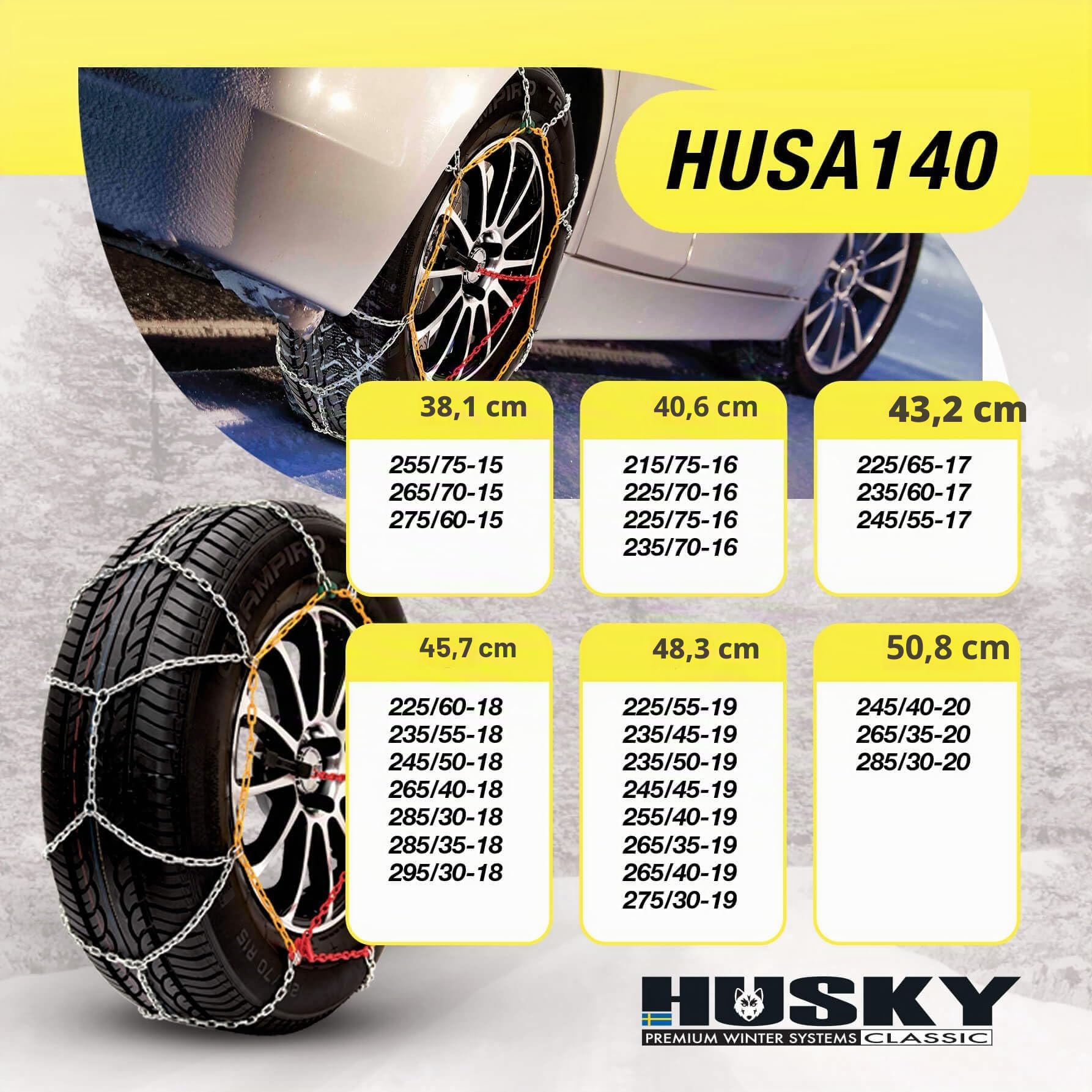 Sumex Husky Advance Schneeketten, manuell, 9 mm, Größe 140