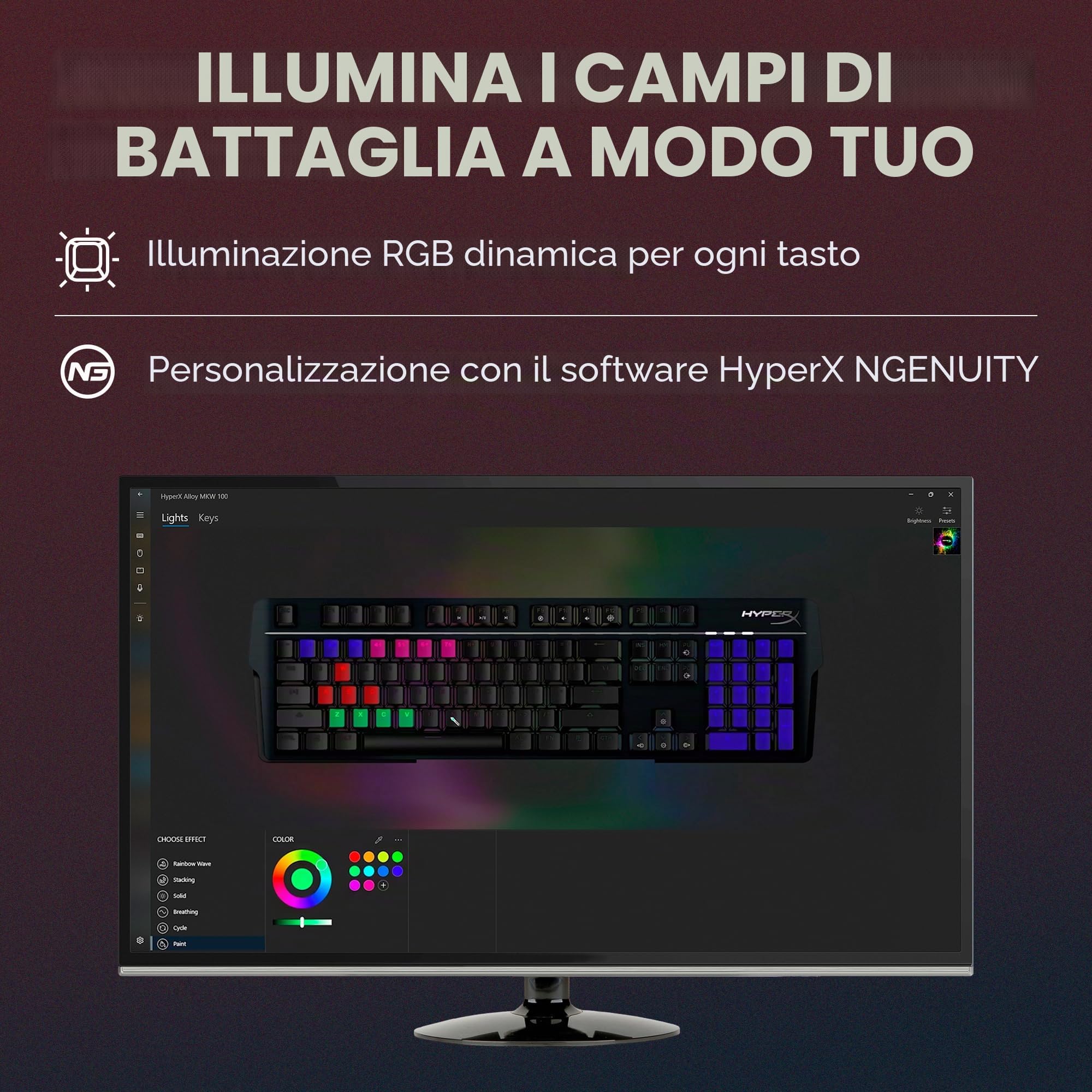 HyperX Alloy MKW100, Tastiera Meccanica da Gaming Cablata, Illuminazione RGB, 5 Livelli Luminosità, Telaio Alluminio, 50 Milioni di Pressioni Garantite, Poggiapolsi Scollegabile, Layout Inglese, Nera