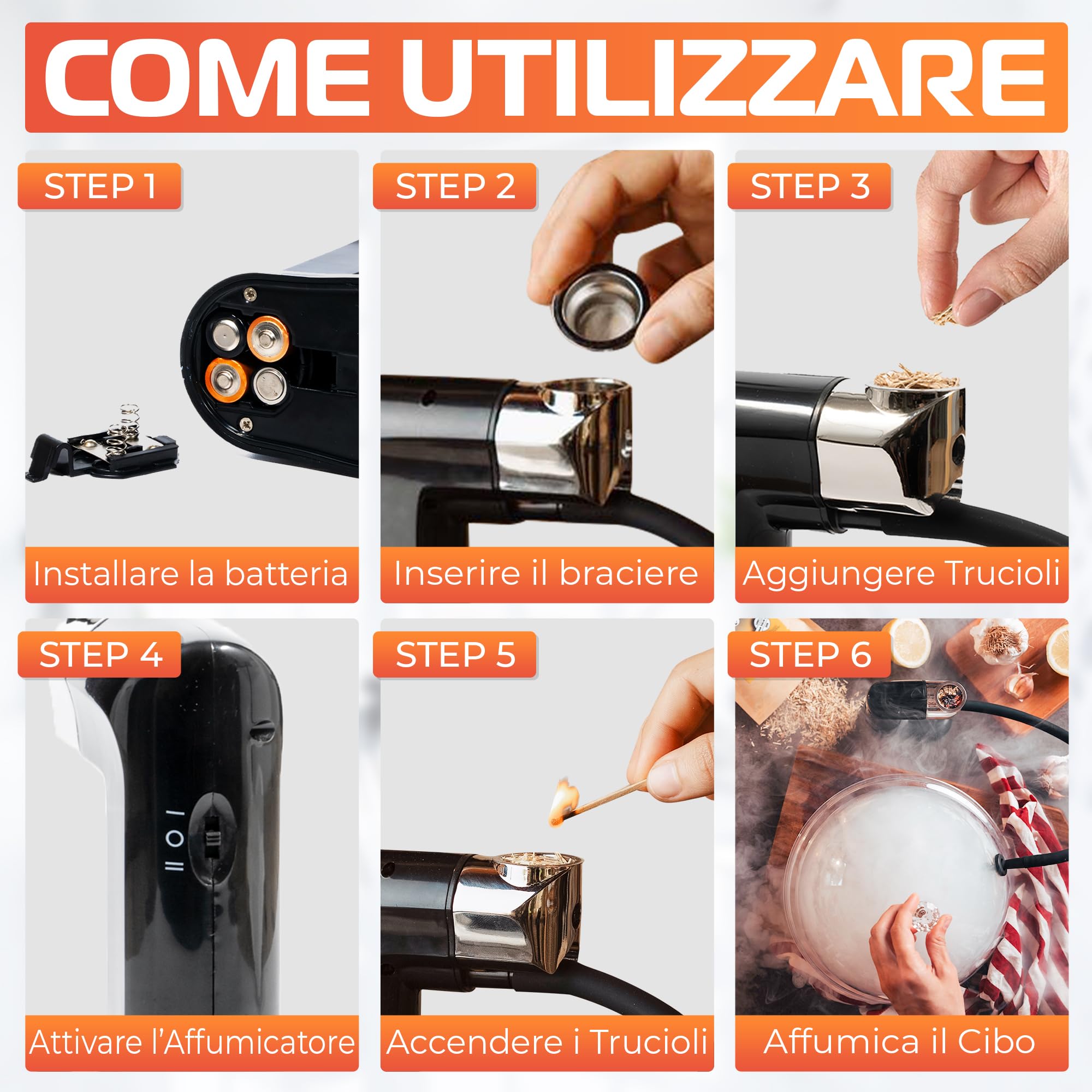 Affumicatore da Cucina Professionale BWAY a Freddo con 3 Aromi di Trucioli - Smoking Gun per Whisky