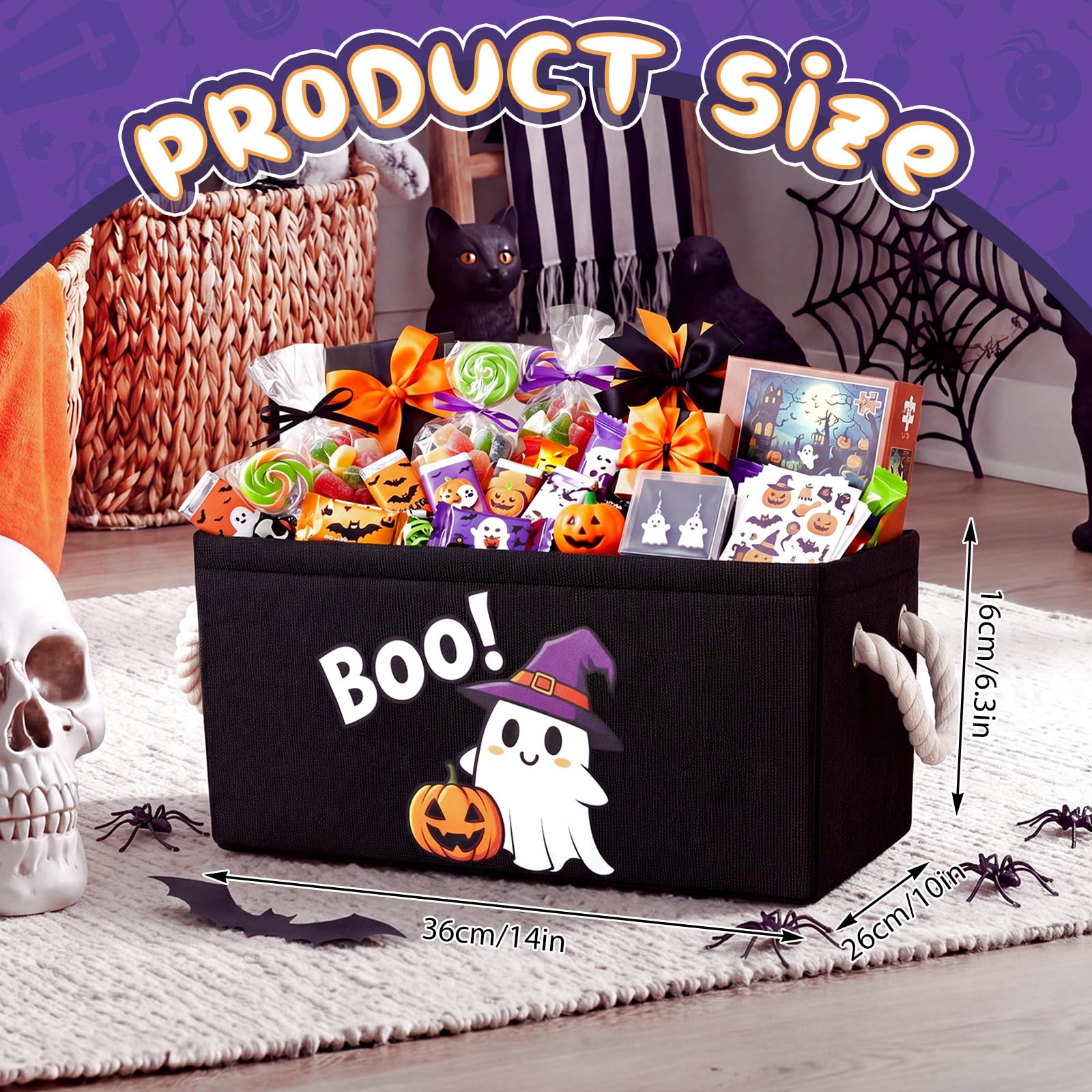 Large Halloween Boo Basket - Candy & Decor Storage -2