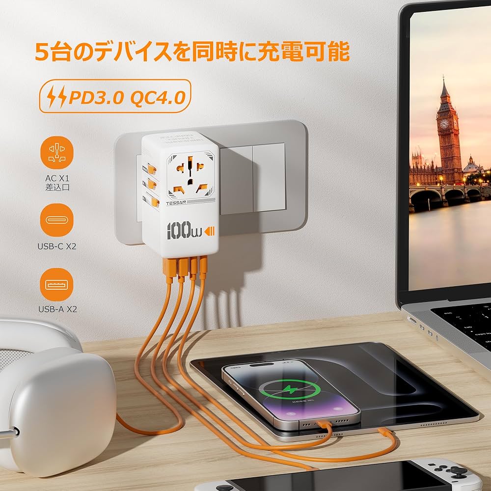 Amazon.co.jp: 海外 変換プラグ コンセント 全世界対応 PD 100W