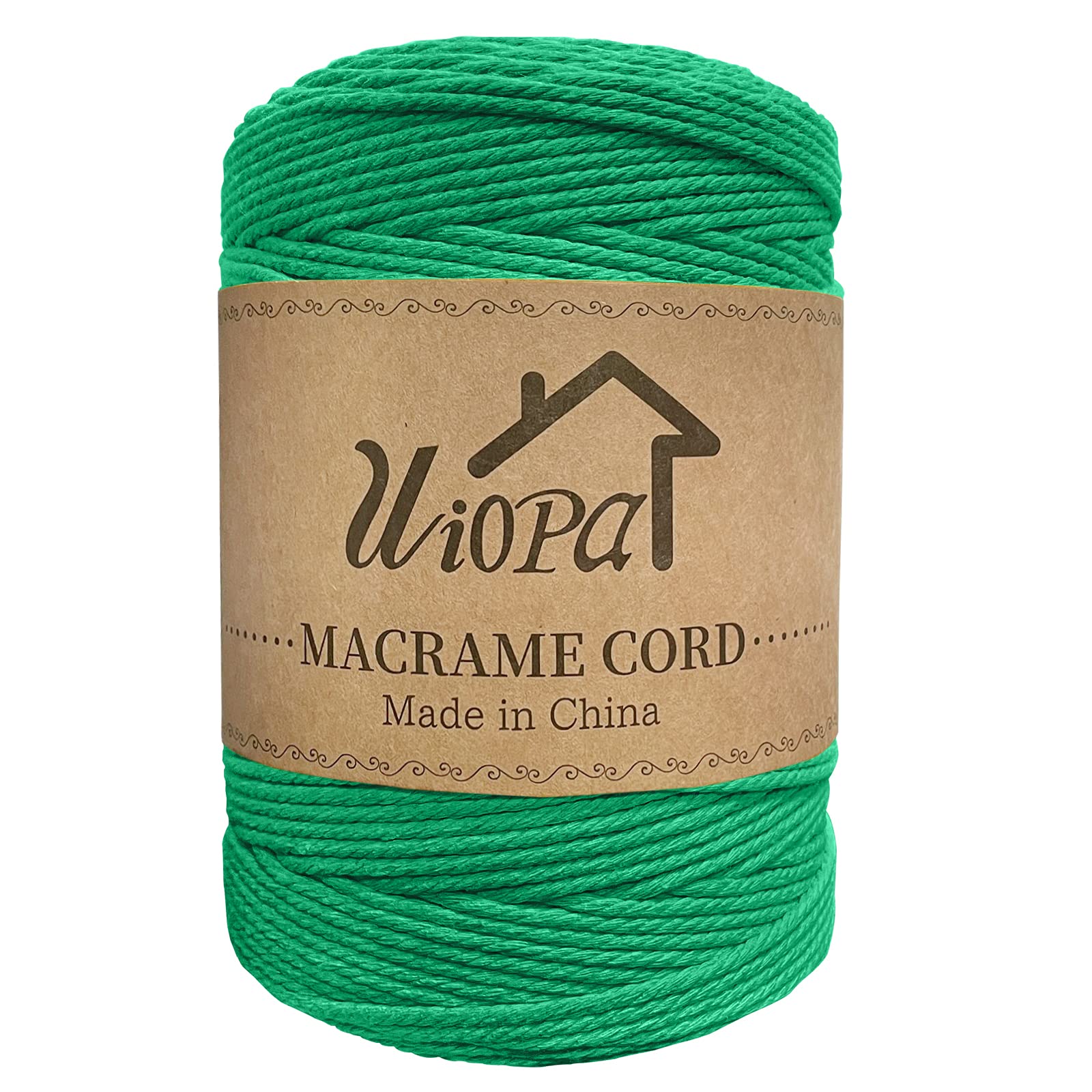 Uiopa Macrame Cord 3mm x 300m Thick Natural Cotton Cord Coloured Macrame Cord 4-Strand Twisted Yarn Macrame Rope for DIY Crafts Wall Hangings