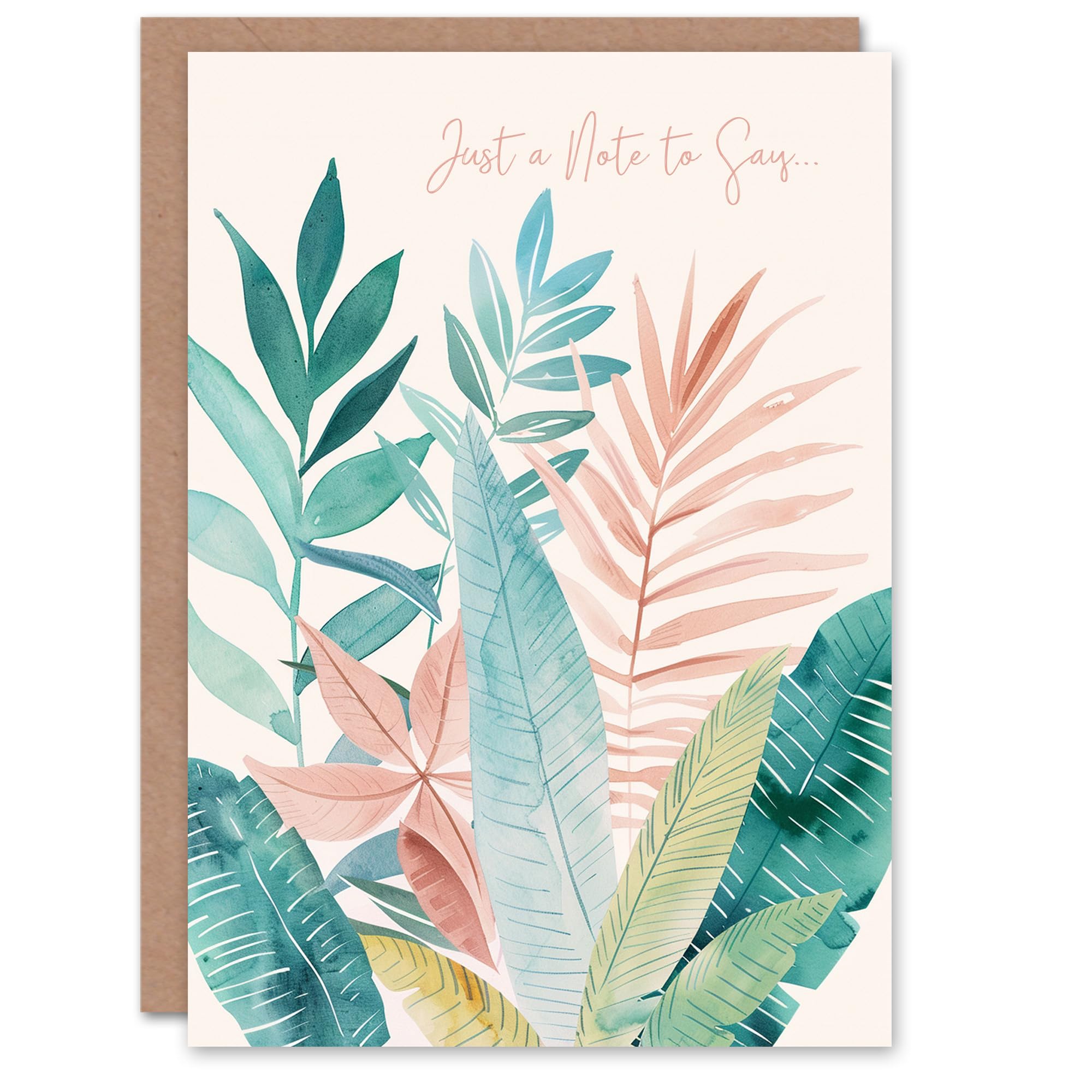 Artery8 Plant Lover Watercolour Just A Note To Say Blank For Him Or Her Art Thank You Card
