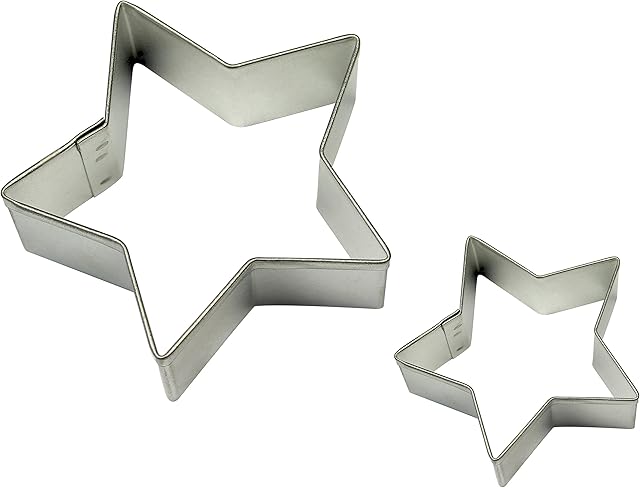 PME Star Cookie and Cake Cutters, Small and Large Sizes, Set of 2, Silver