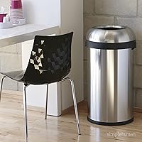 Vista 4 de Simplehuman Papelera de 80 litros / 21.1 galones con parte superior abierta, grado comercial, acero inoxidable cepillado