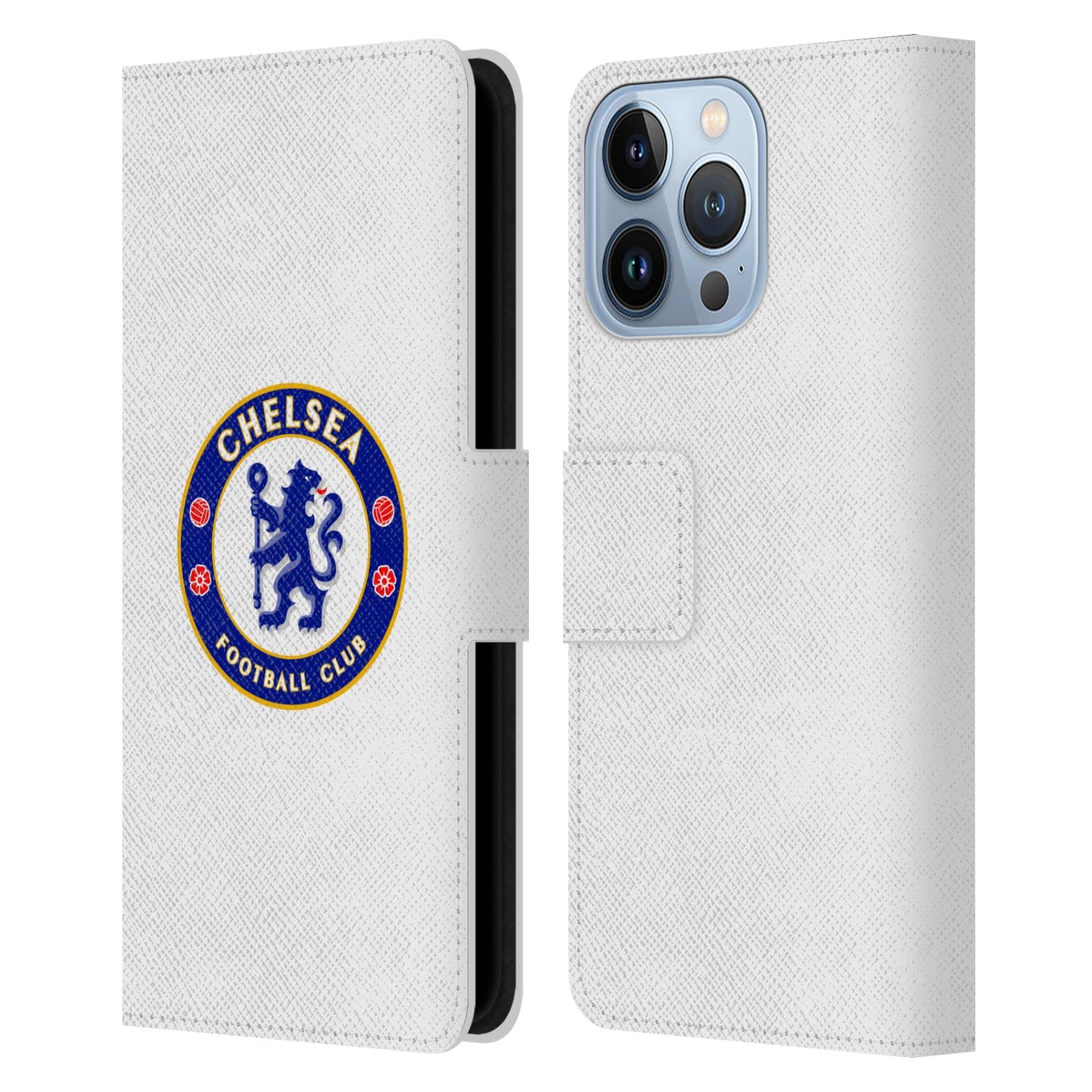 Head Case Designs Officially Licensed Chelsea Football Club Plain White Crest Leather Flip Case Compatible With Apple iPhone 13 Pro โ image 1