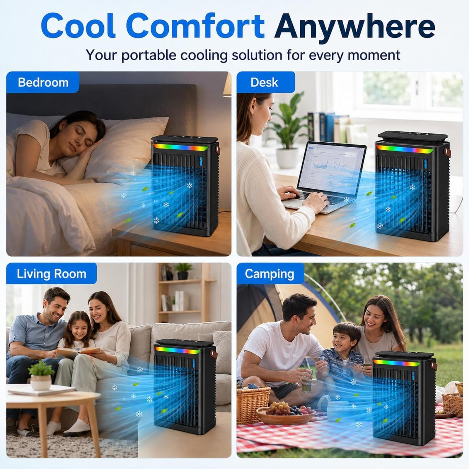 Ventilatore Nebulizzatore Ventilatore Da Tavolo A 6 Velocità Con Luce A 7 | Ventilatore Nebulizzatore Ad Acqua Con Serbatoio Da 800 Ml Per Casa Ufficio Esterno Campeggio Spiaggia Auto