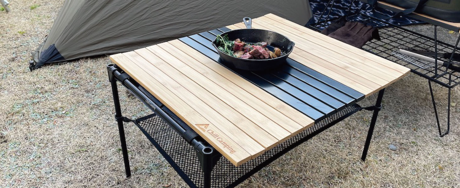 Chili Camping アウトドアテーブル (新品未使用) Amazon.co.jp: ChillCamping(チルキャンピング) ウッドロール テーブル