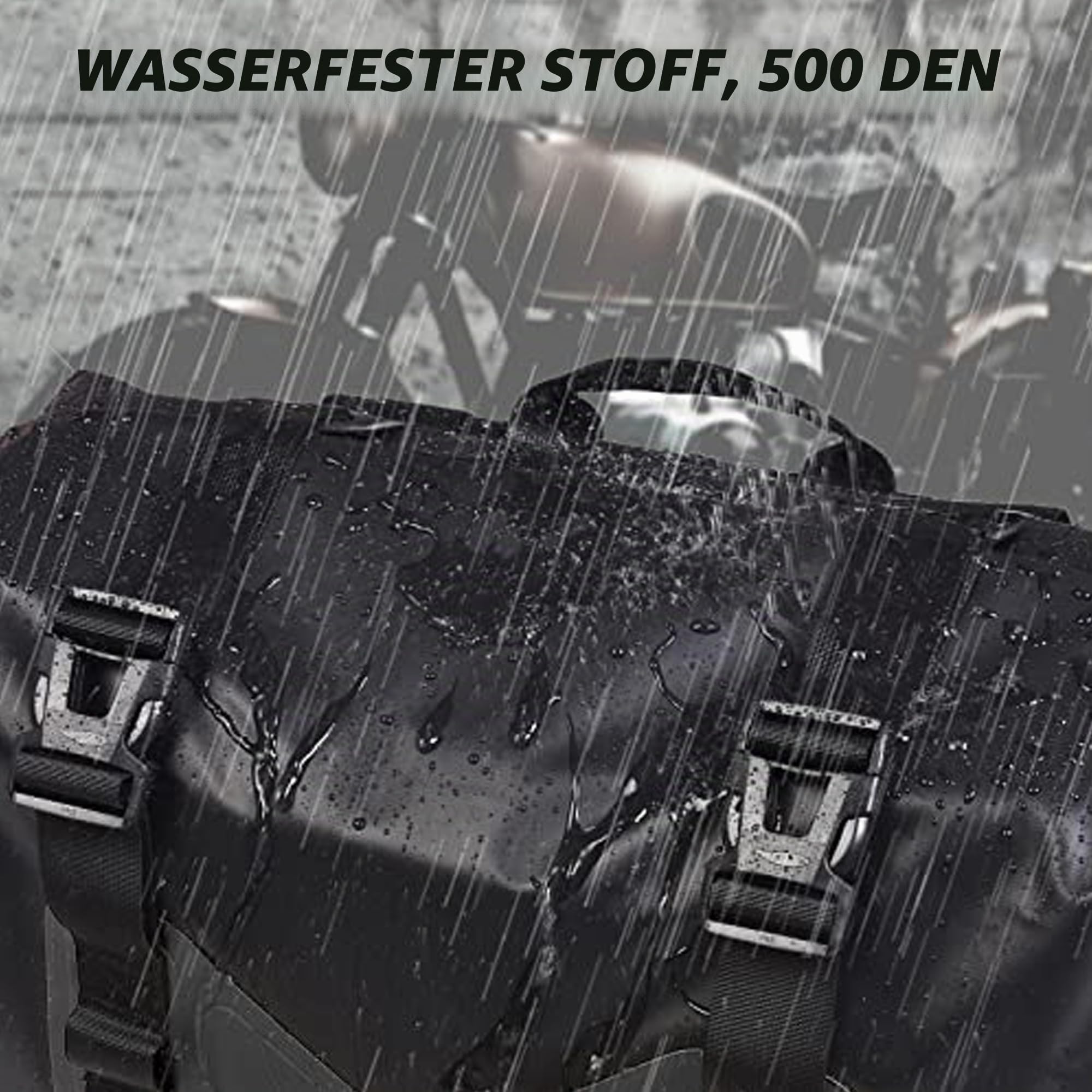 wasserdichte Motorrad-Satteltasche – 50L Reisegepäcktasche für Motorradreisen – Motorrad-Seitentasche – Abnehmbare Tasche (Schwarz, 2er-Pack)