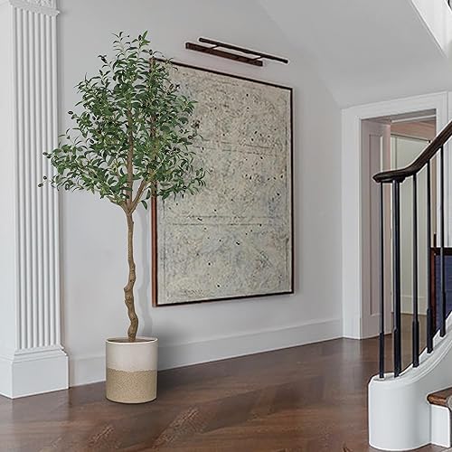 Miniatura 5 de AnTing Árbol de olivo artificial de 6 pies, ramas de olivo sintético y frutas con maceta para decoración del hogar, regalo de interiores