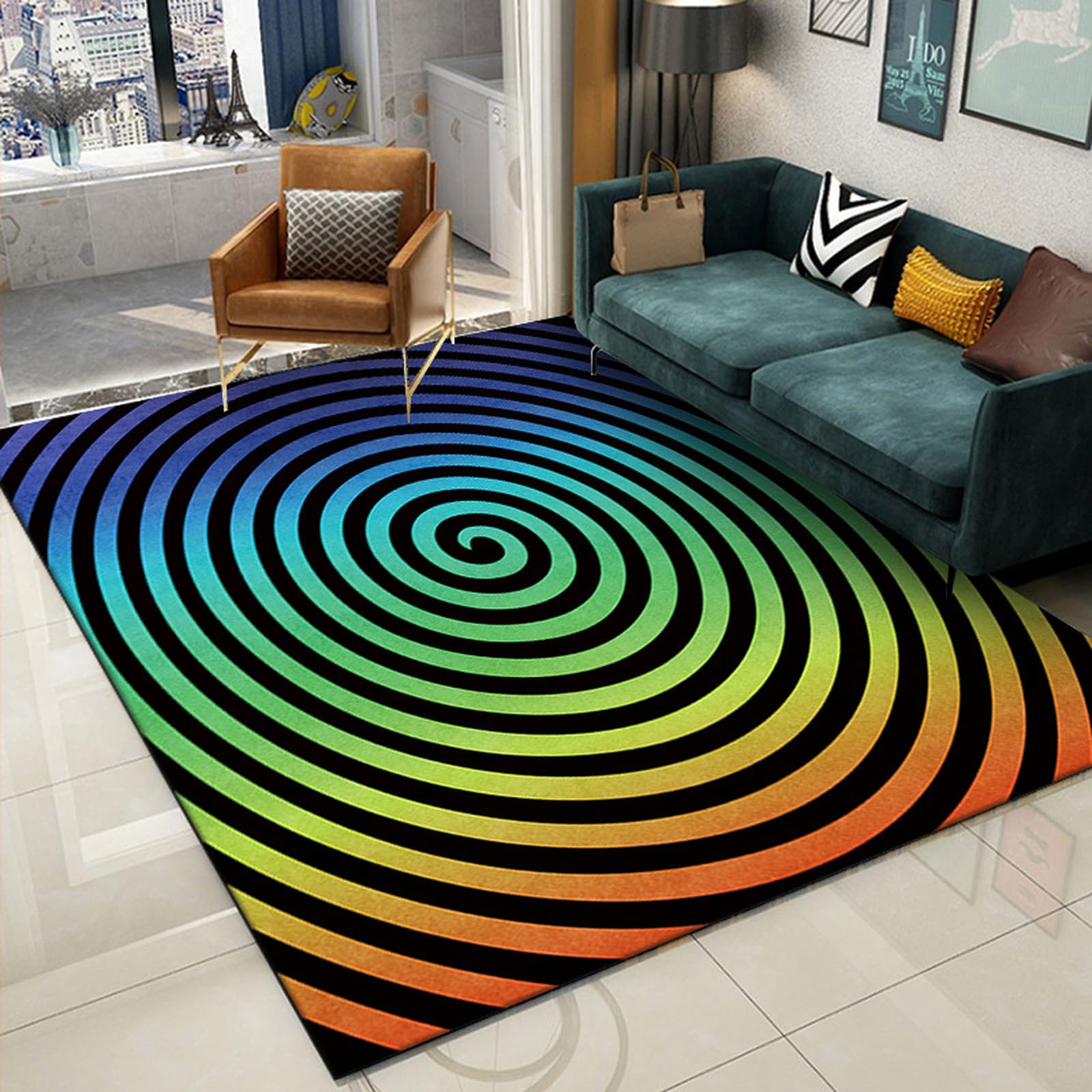 Tapis de sol 3D abstrait 80x120 cm pour masquer l'usure et égayer une entrée sombre