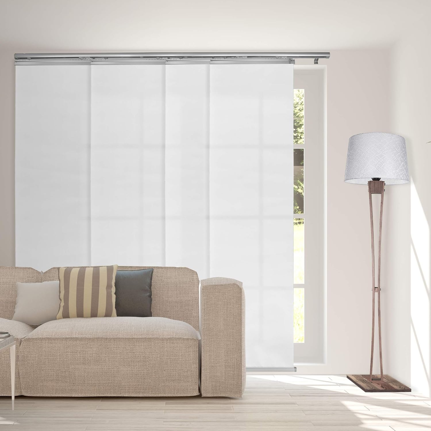A&F Rod Décor - Embelished Snow 4-Panel Single Rail Panel Track Extendable 48"-88" W x 94" H, Panel Width 23.5"