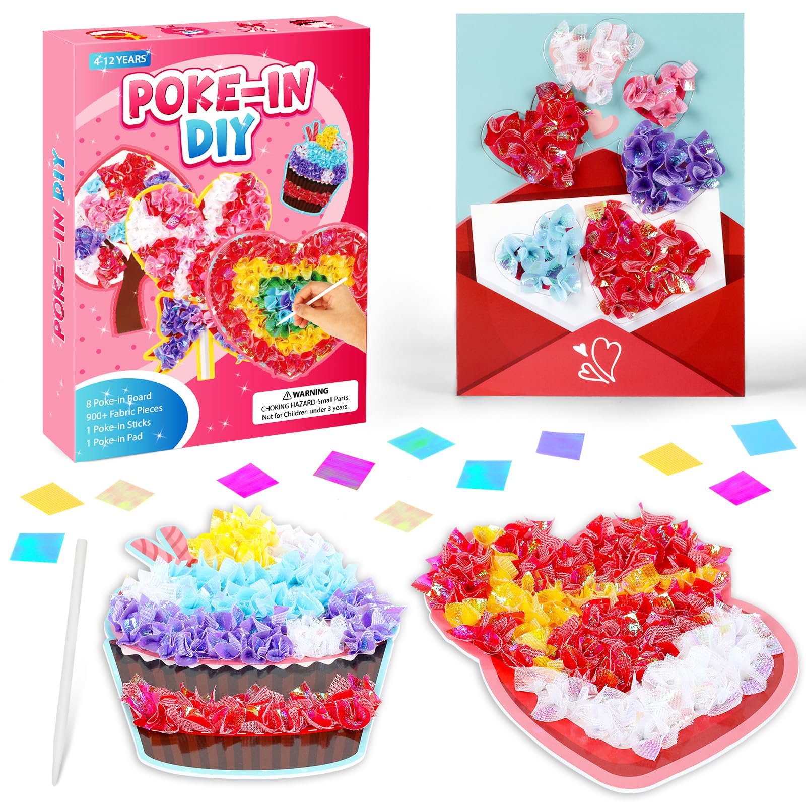 Lonfliness 8 Pcs Valentine Poke in Craft Kits for Kids Mess Free DIY Art