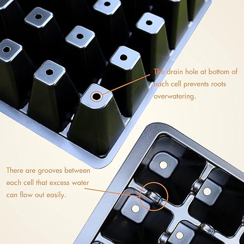 Miniatura 23 de Gardzen Juego de 10 propagadores de jardín, kits de bandejas de semillas con 400 celdas, bandeja de inicio de semillas con cúpula y base de 15 x 9