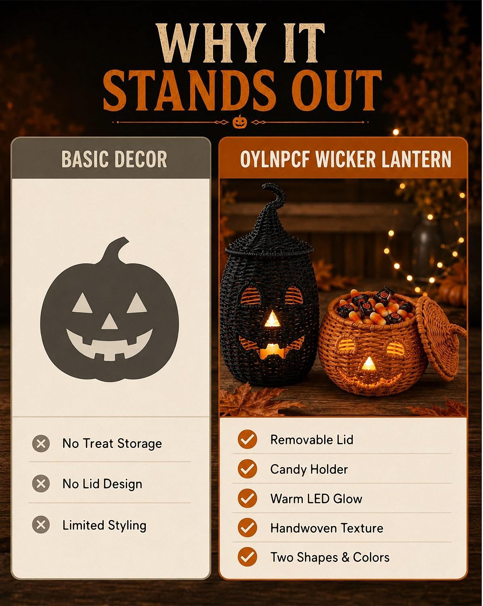 Linterna de calabaza de mimbre para Halloween, decoración tejida a mano, l