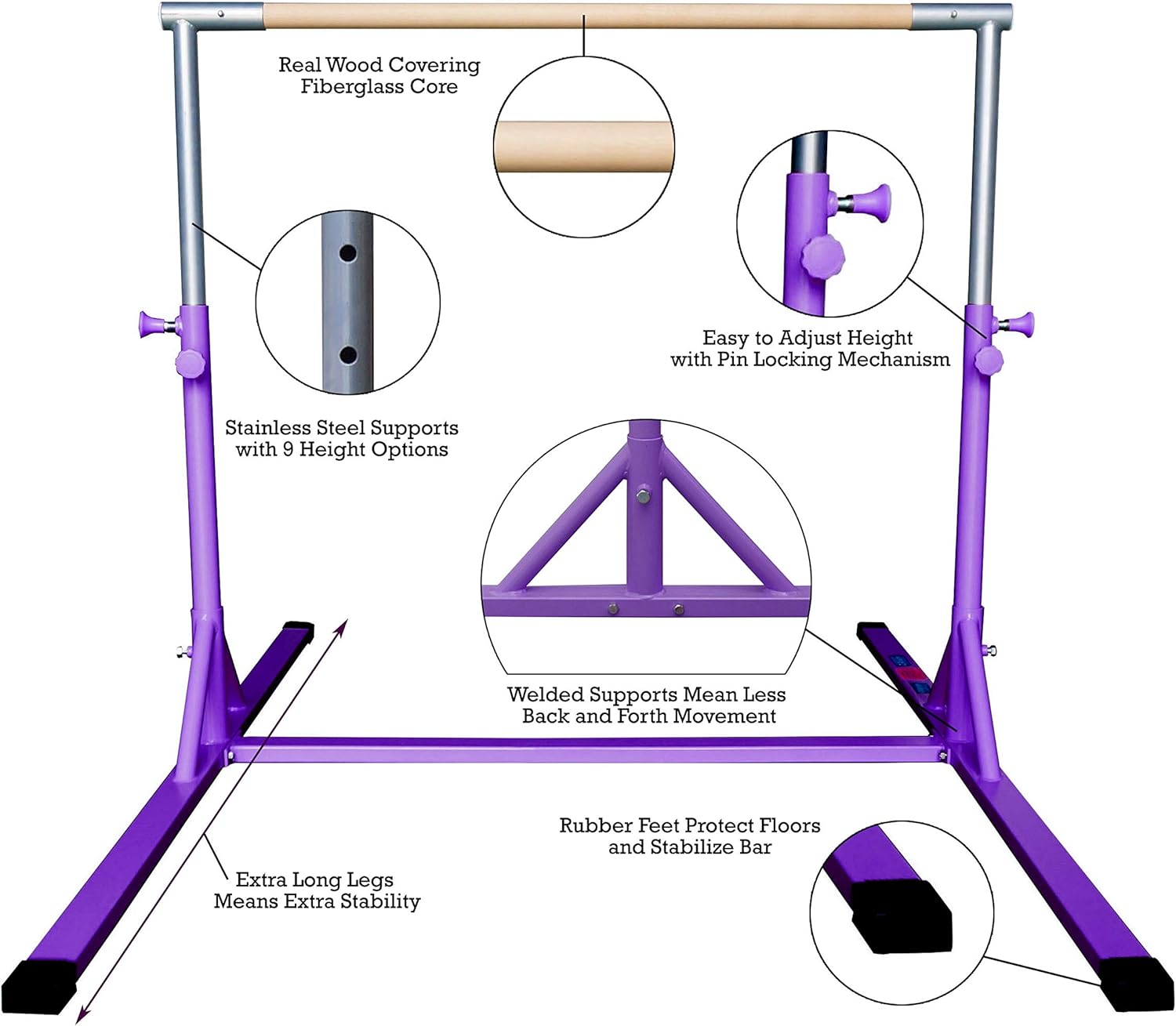 Z Athletic Elite Gymnastics Bar with Adjustable Height for