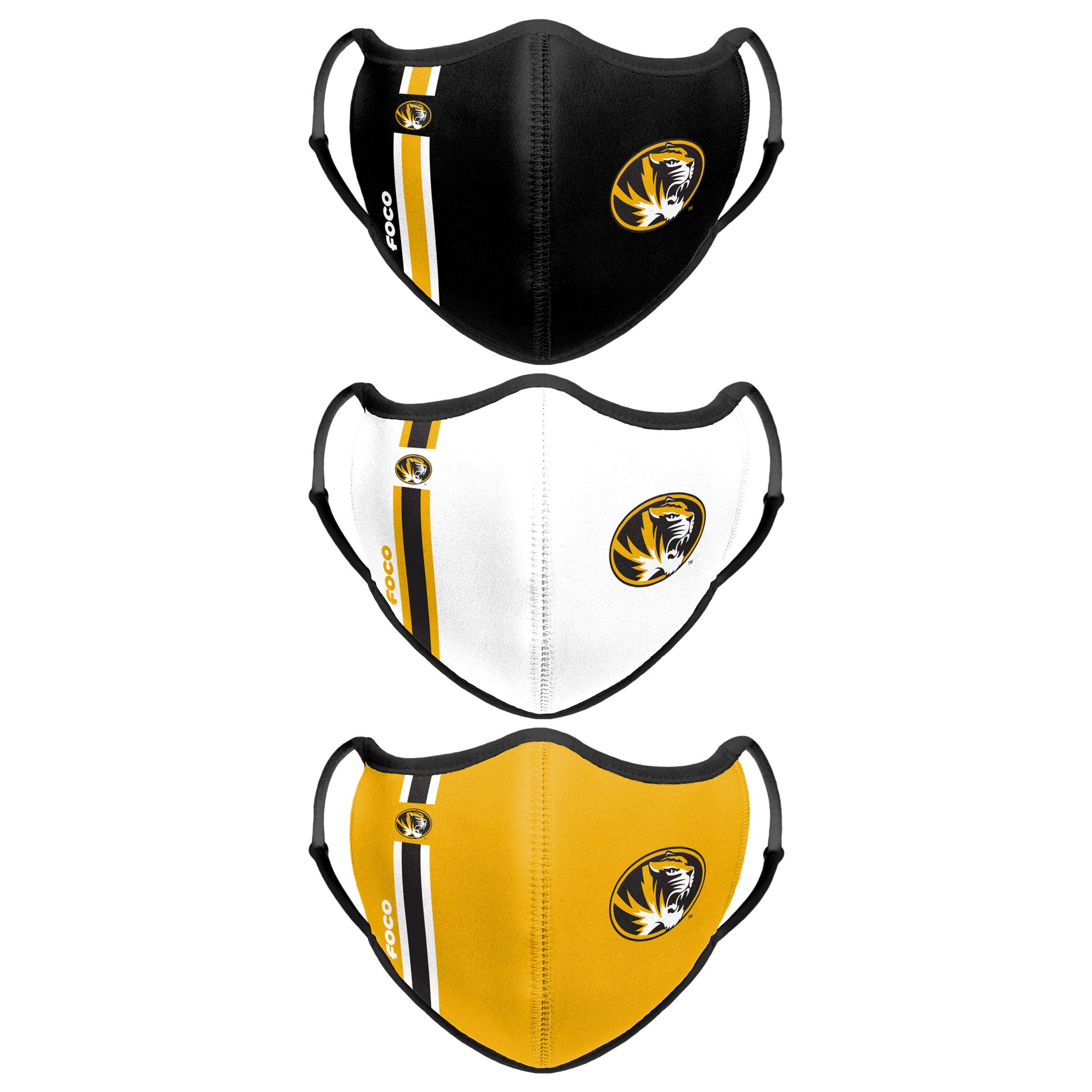 FOCO Missouri Tigers NCAA Face 3 Pack Face Cover
