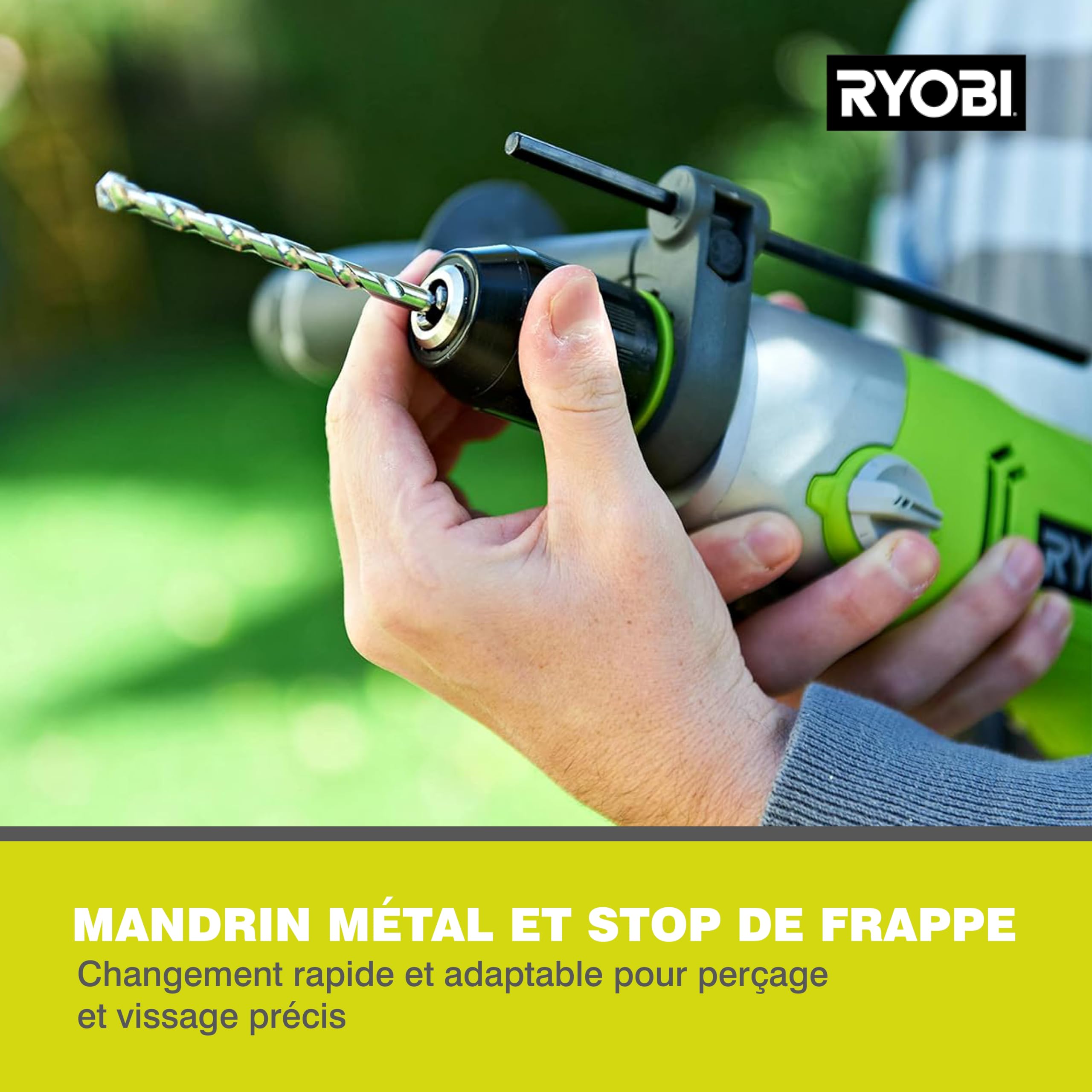 RYOBI - Perceuse à Percussion 1200W RPD1200-K – Mandrin 13mm, Poignée Latérale, 2 Vitesses, Idéale Travaux Lourds Béton, Pierre, Métal