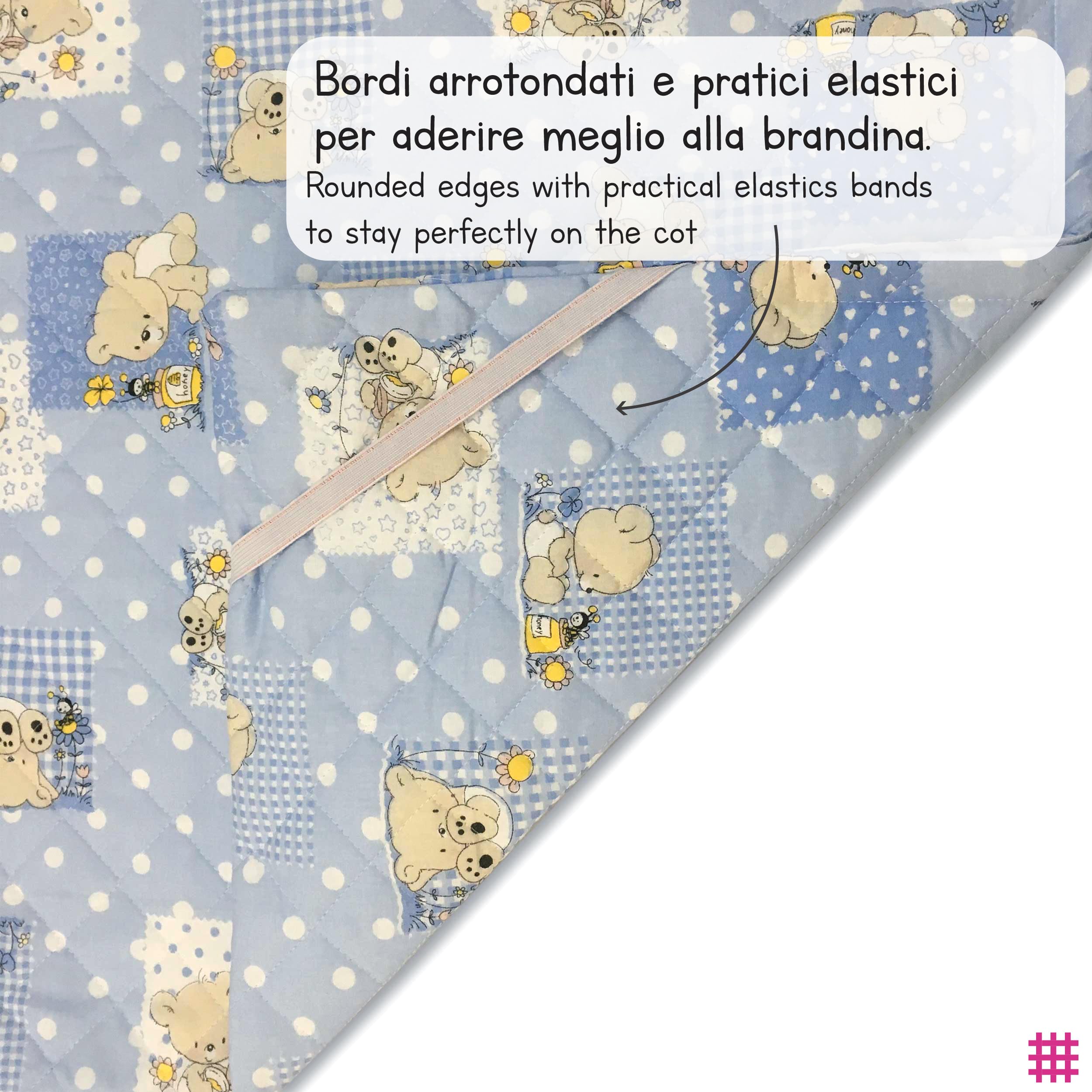 Panini Tessuti Saco de Dormir y Saco de guardería para bebés de 2 a 6 años - Tejido Acolchado 100% algodón, para Dormir en la guardería y en casa - Made in Italy (Saco de Dormir Osos Azules y Abejas