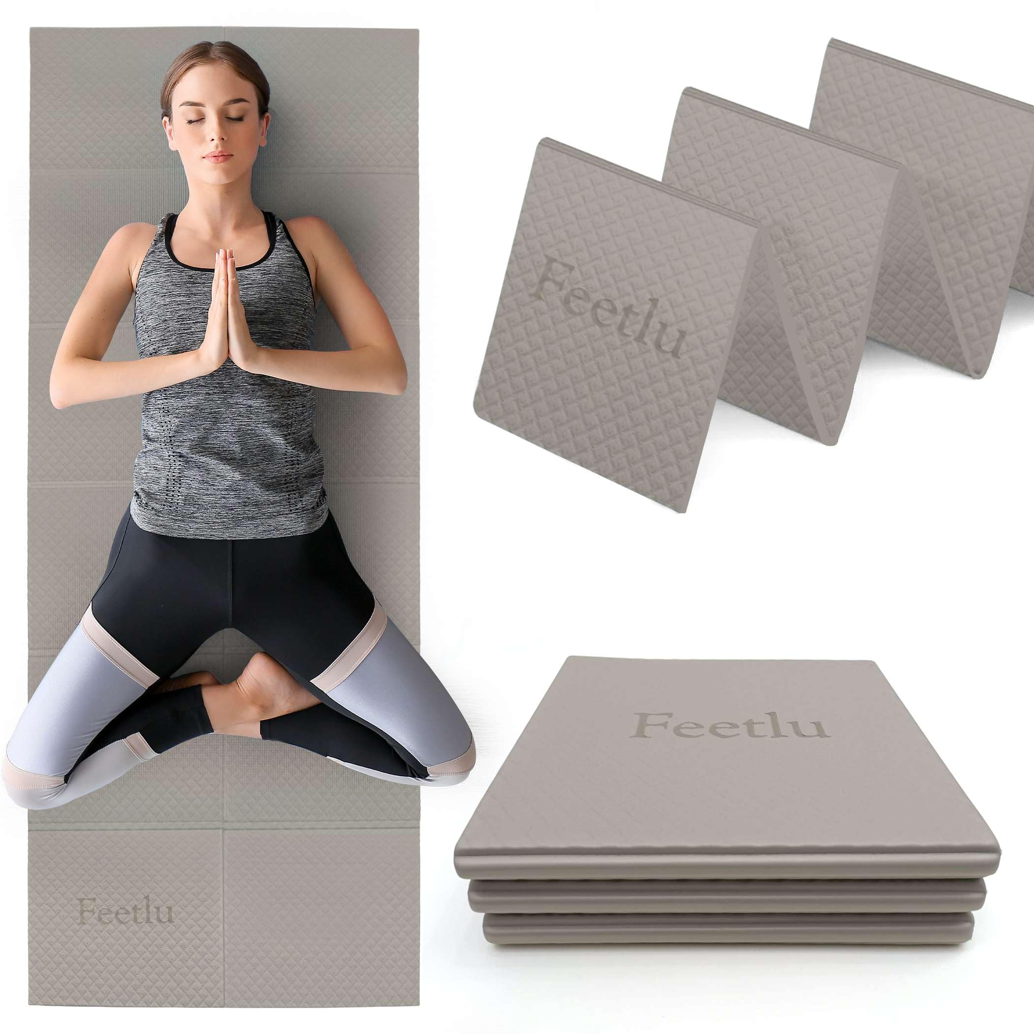 Feetlu Foldable Yoga Mat, 6mm Thick, Lightweight, Anti-Slip, and Easy to Store – Perfect for Travel, Yoga, Pilates, Home Workouts, and Floor Exercises