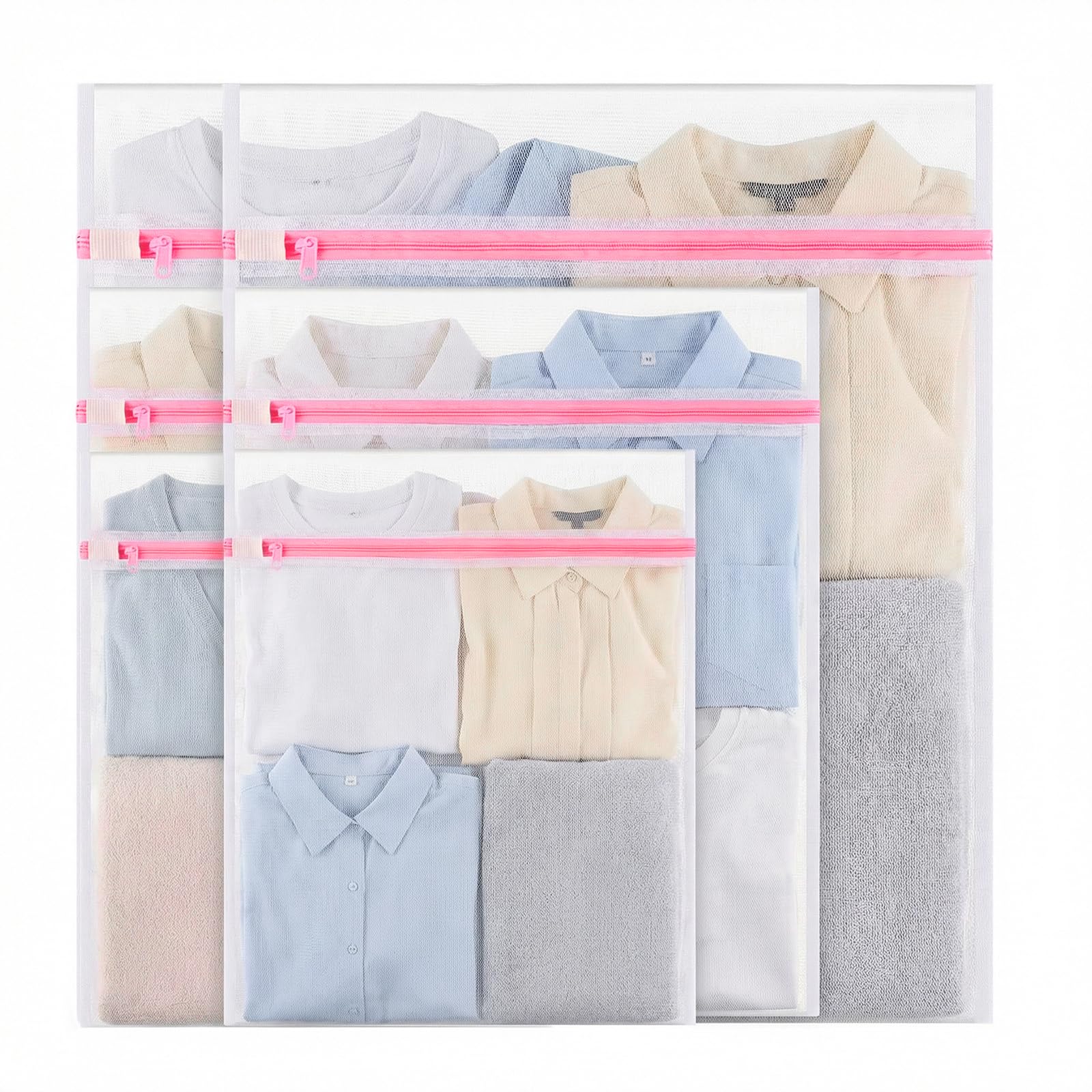 6PCS Mesh Laundry Bag, Reusable Durable Delicates Laundry Bag for Washing Machine, Mesh Laundry Bags for Blouse, Hosiery, Underwear, Bra, Lingerie and Baby Clothes, Laundry Bags Organizer