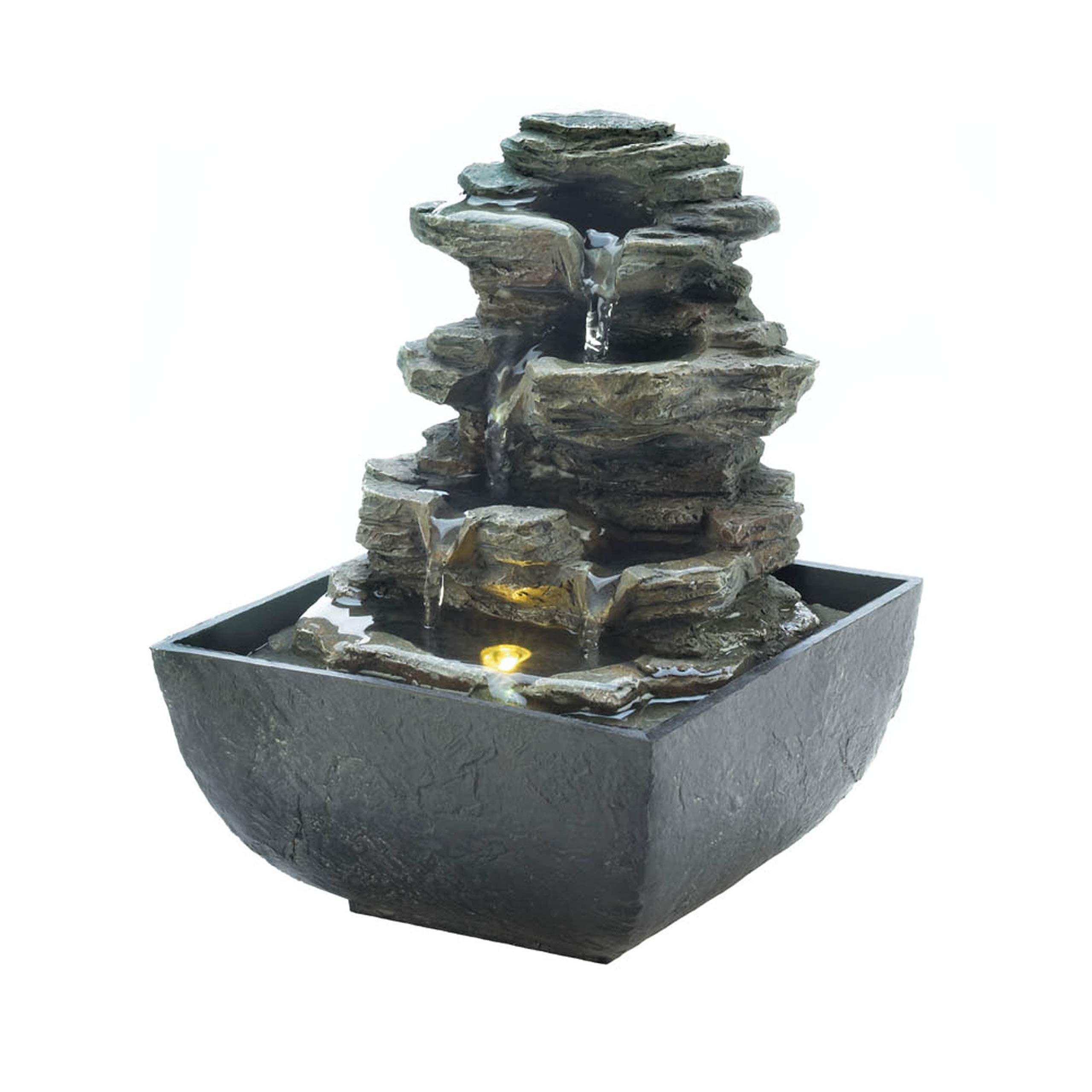 Zings & Thingz 57074329 Cascading Rock Tabletop Fountain, Black