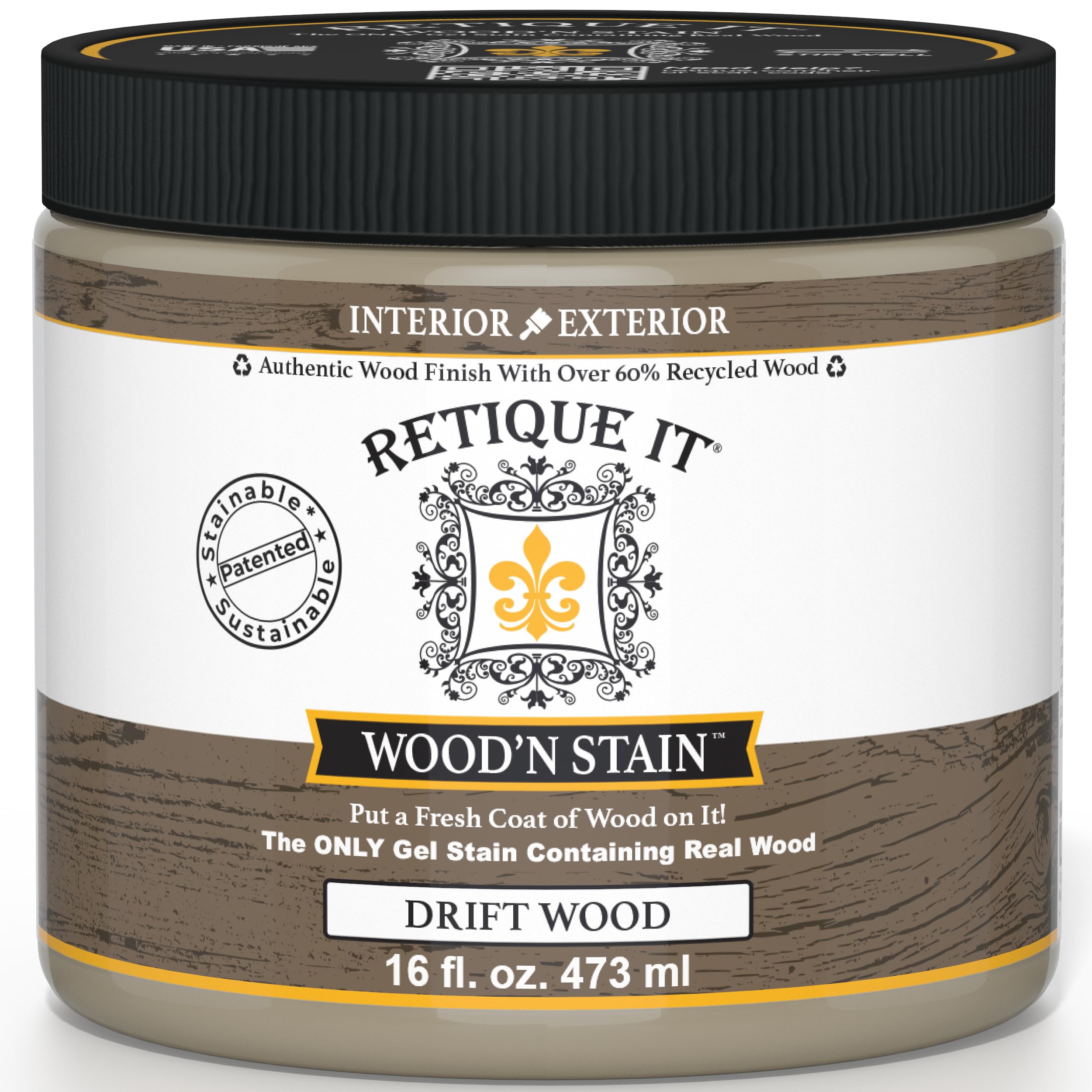 Retique It Wood'n Stain - Liquid Wood Gel Stain Interior/Exterior (16 oz (Pint)), 65 Drift Wood