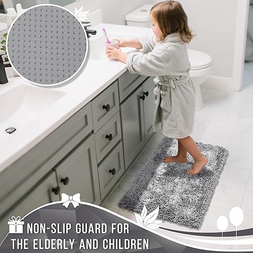 Miniatura 111 de Yimobra Juego de 2 alfombras de baño, alfombra de baño suave y absorbente y alfombra de inodoro en forma de U con respaldo antideslizante, alfombras