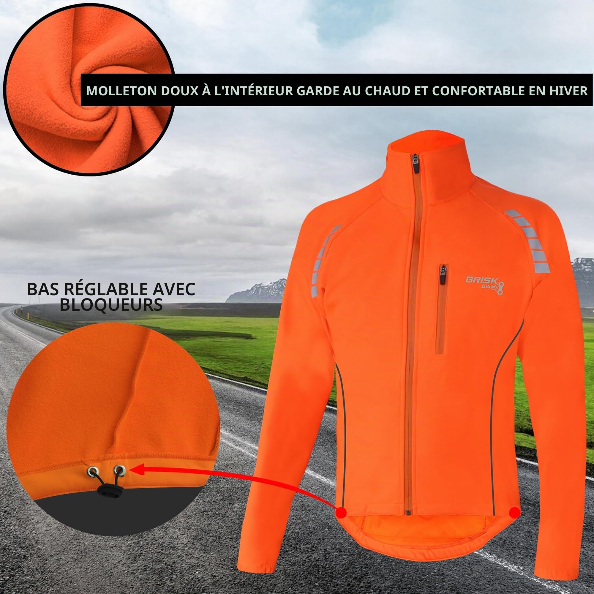 Brisk Bike Veste de cyclisme Veste de course à pied respirante ultra légère