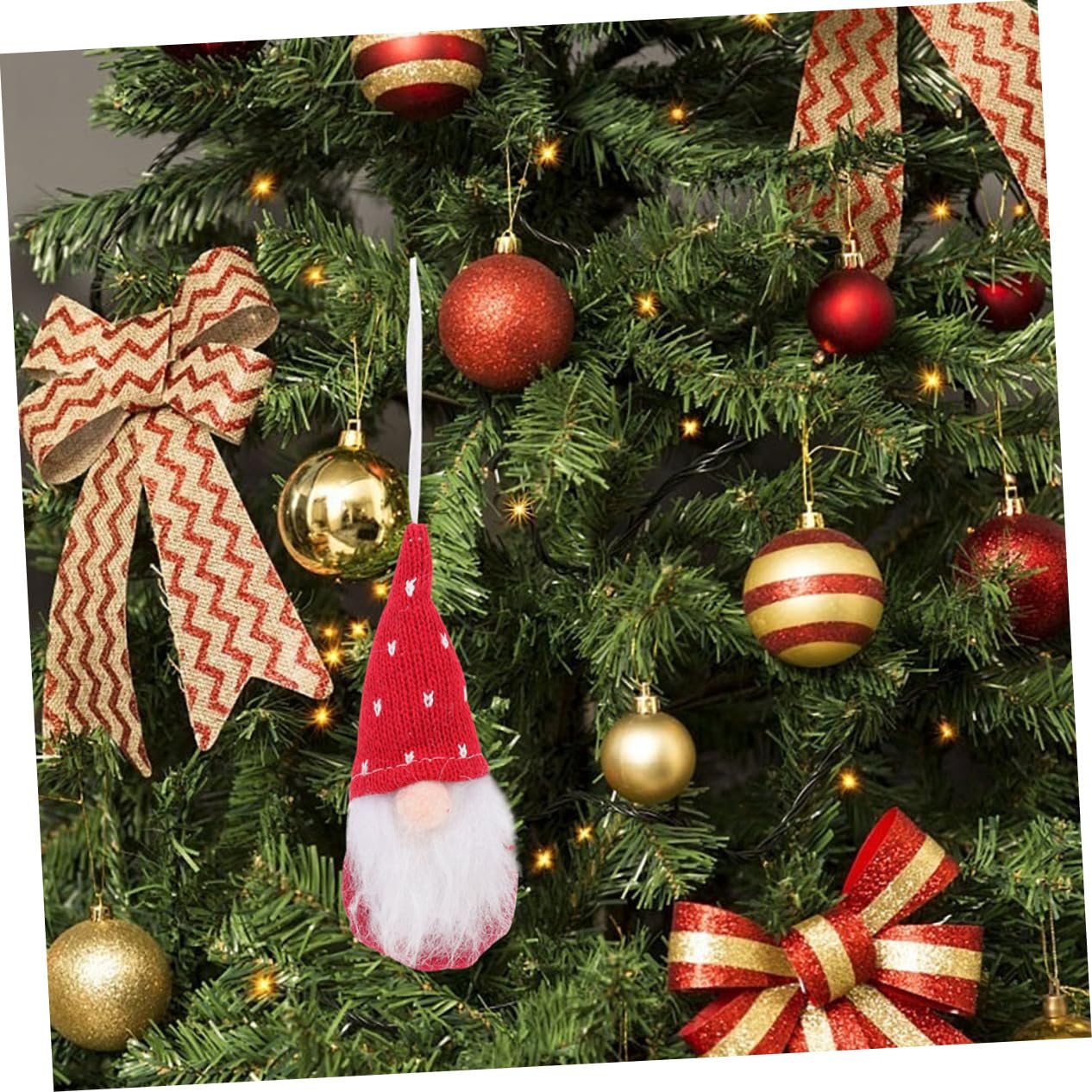 PRETYZOOM 30 STK Weihnachtspuppe Dekorative Kleine Wichtel Weihnachtsbaum Hängende Zwerge Weihnachtsbaumzwerg Weihnachtsschmuck Weihnachtstischschmuck Weihnachtsmann-Schreibtisch Stoff Rot