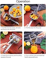 Vista 3 de Exprimidor de limón de acero inoxidable, exprimidor manual de alta resistencia, prensa manual de jugo de exprimir, extractor de jugo de naranja
