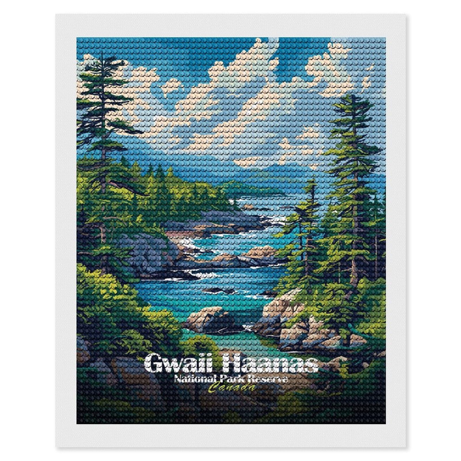 Junmoney Gwaii Haanas National Park Reserve Canada Full Drill Diamond Painting Kit 16"x20", for Teens, Calming Craft to Unwind, Home Wall Decor, Christmas Gift
