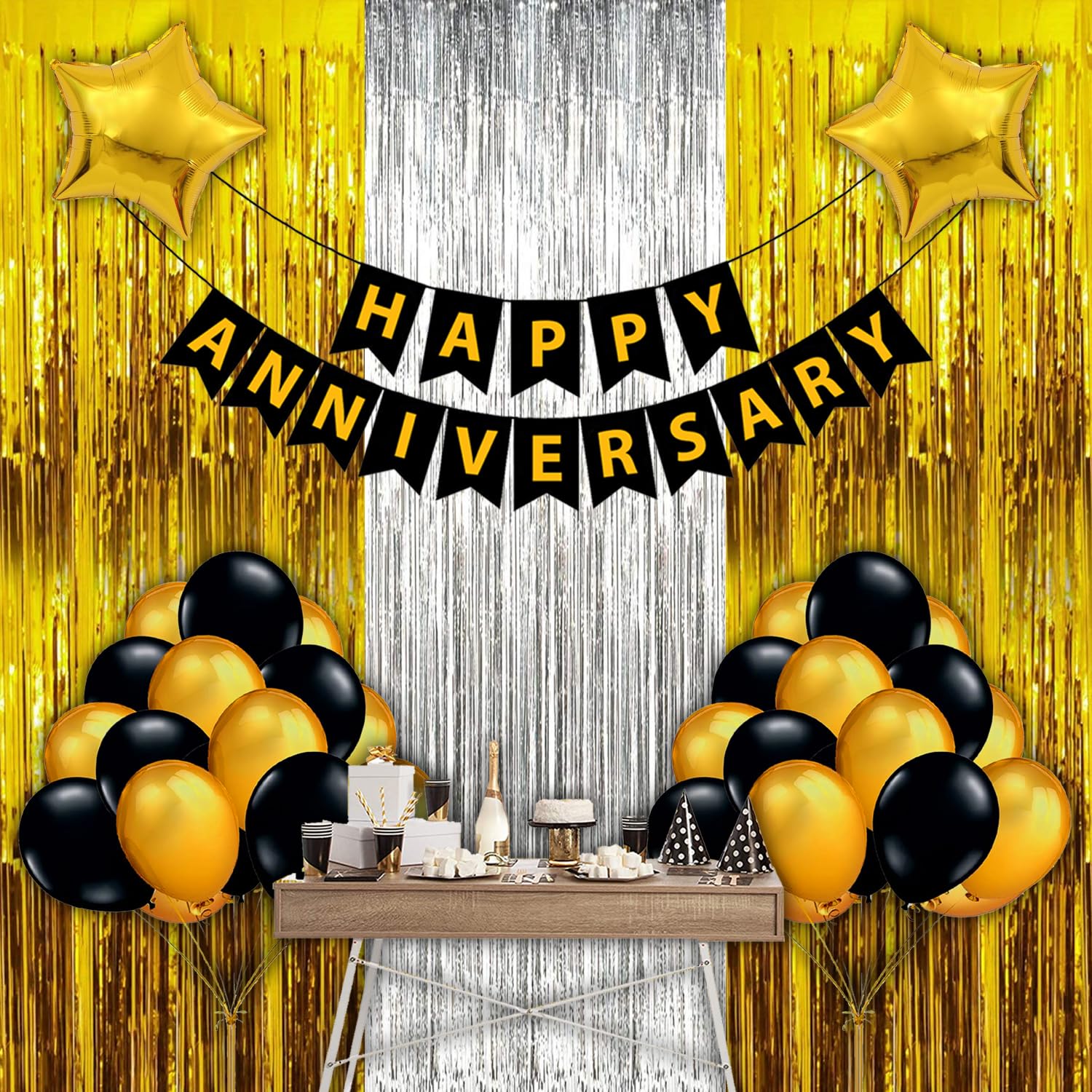 Kings of Things Happy Anniversary Decorations Items Kit - 26Pcs Wedding Anniversary Decoration Combo Set | Happy Anniversary Banner | Anniversary Decoration for Couple, Boyfriend & Husband