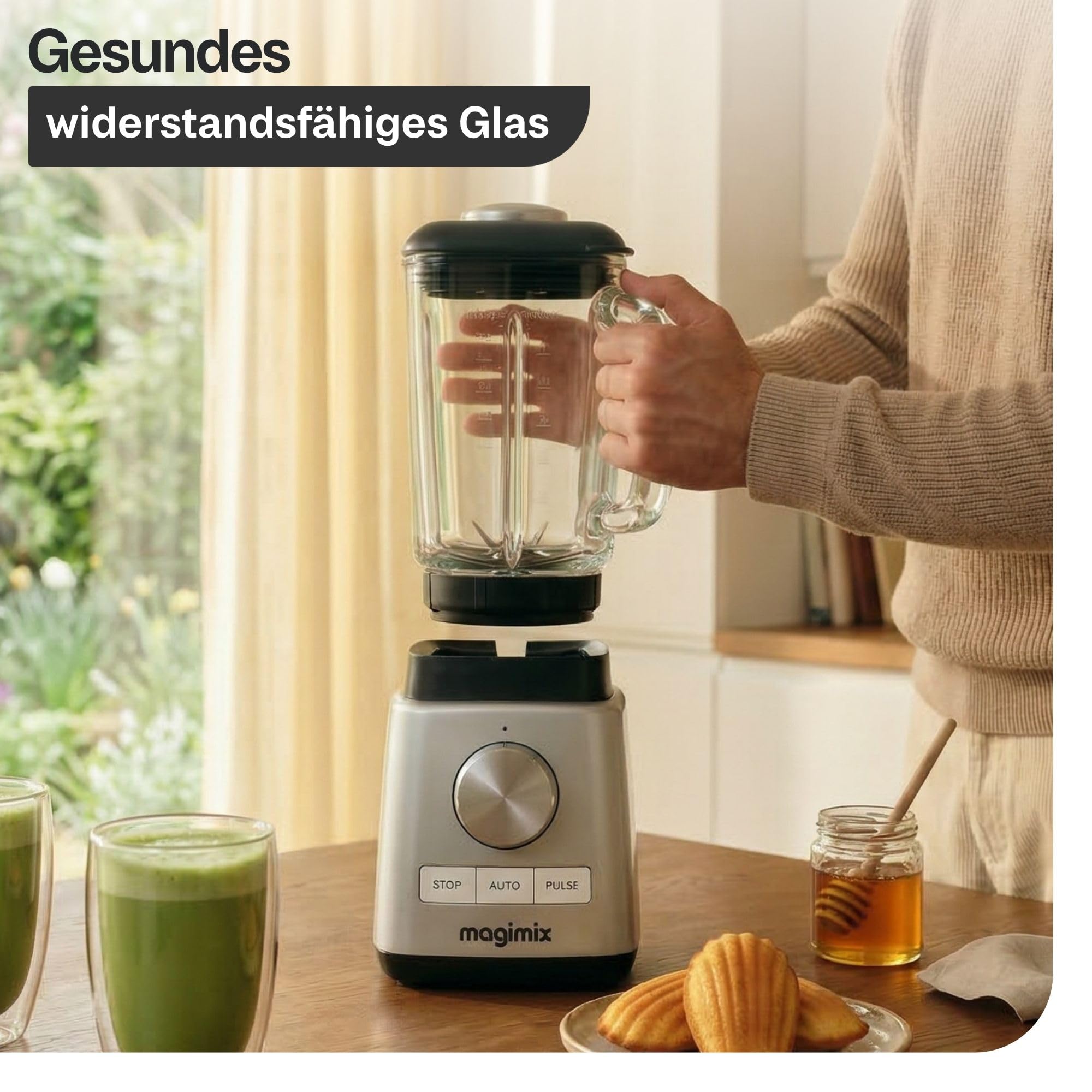 magimix Power 5 XL Standmixer | 1500W Motor, 2L Nutzkapazität, Glas-Krug aus Borosilikat, Für Smoothies & Suppen