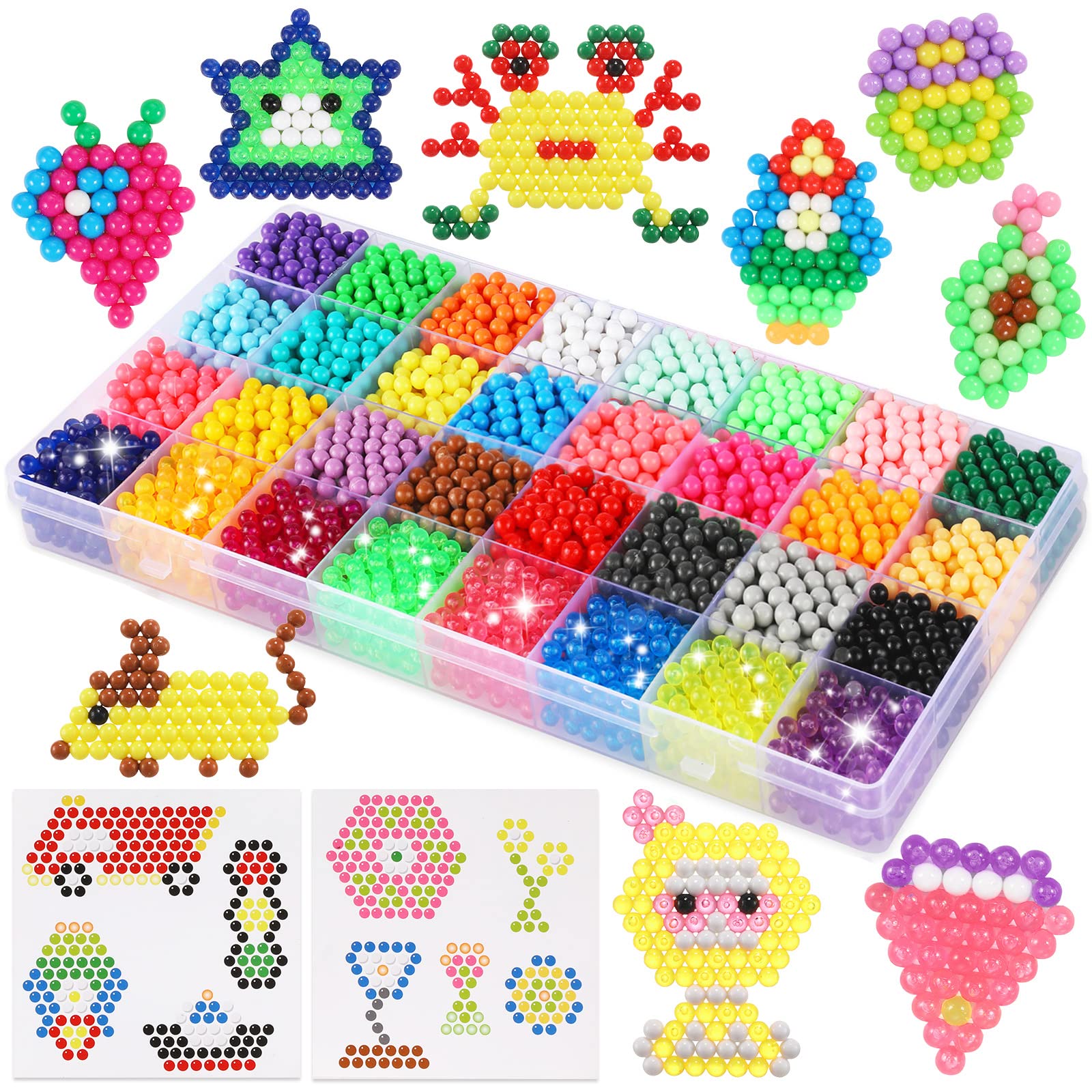 Eenua Over 3220pcs Refill Pack 5mm Beads Non-Iron Fuse Beads Set for Beginners Contains Beads Only